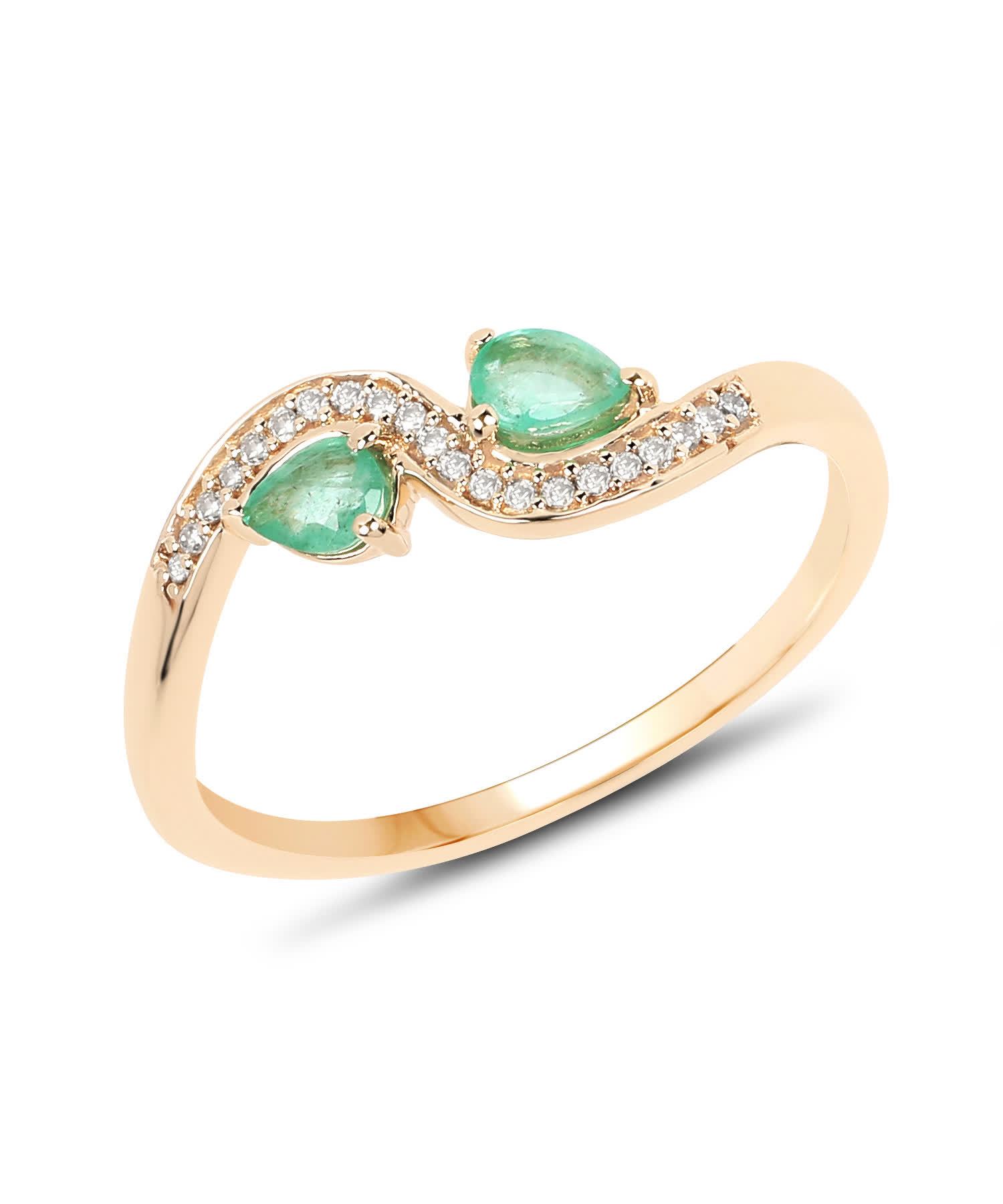 0.36ctw Natural Zambian Emerald and Diamond 14k Gold Ring View 1
