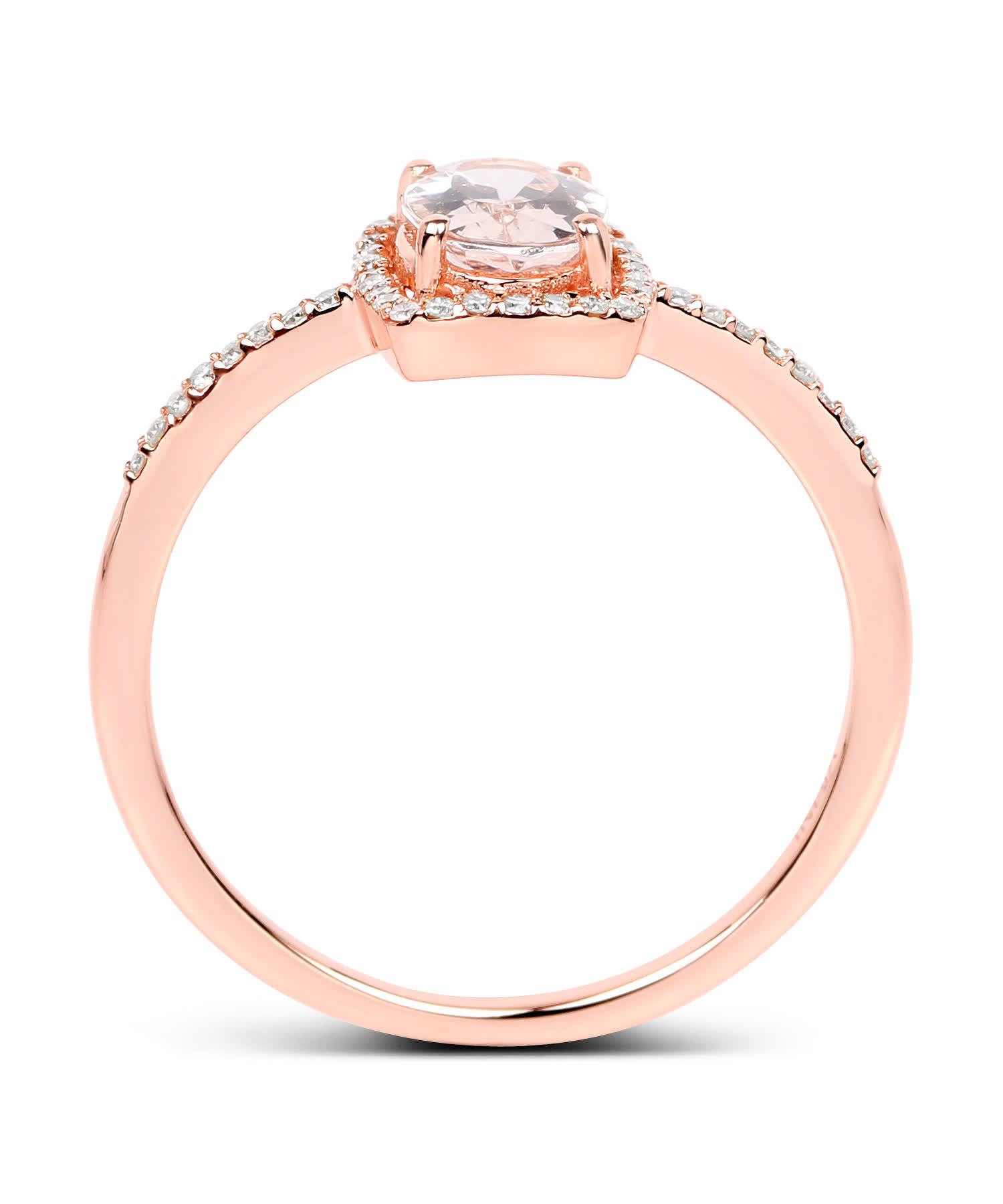 0.85ctw Natural Pink Morganite and Diamond 14k Gold Halo Right Hand Ring View 2