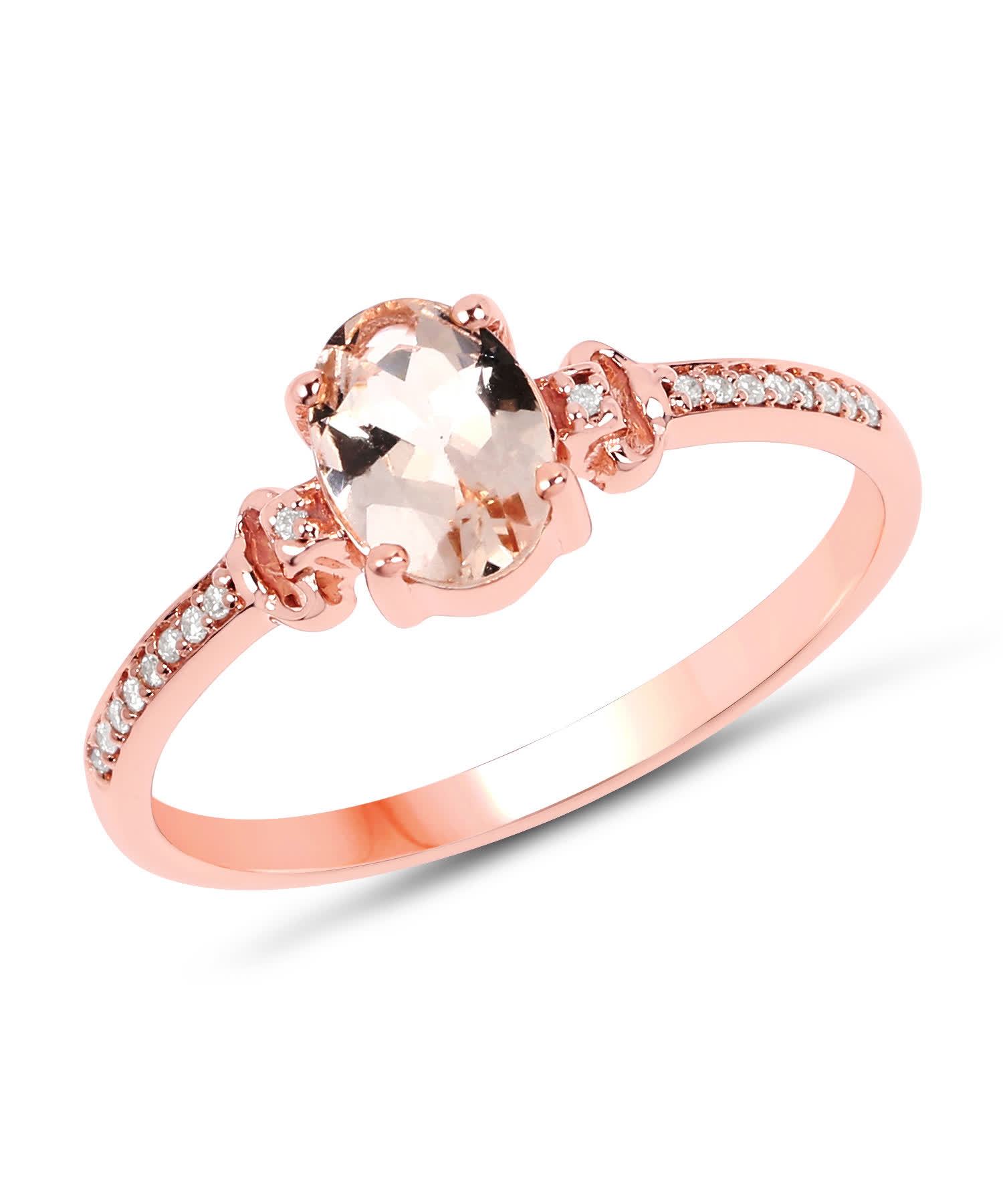 0.75ctw Natural Pink Morganite and Diamond 14k Gold Ring View 1