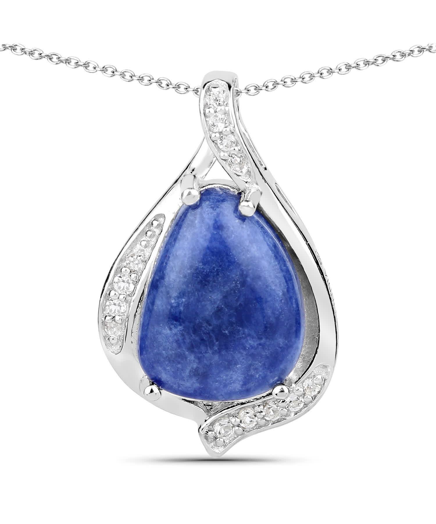 2.41ctw Natural Aventurine and Topaz Rhodium Plated 925 Sterling Silver Drop Pendant With Chain View 1