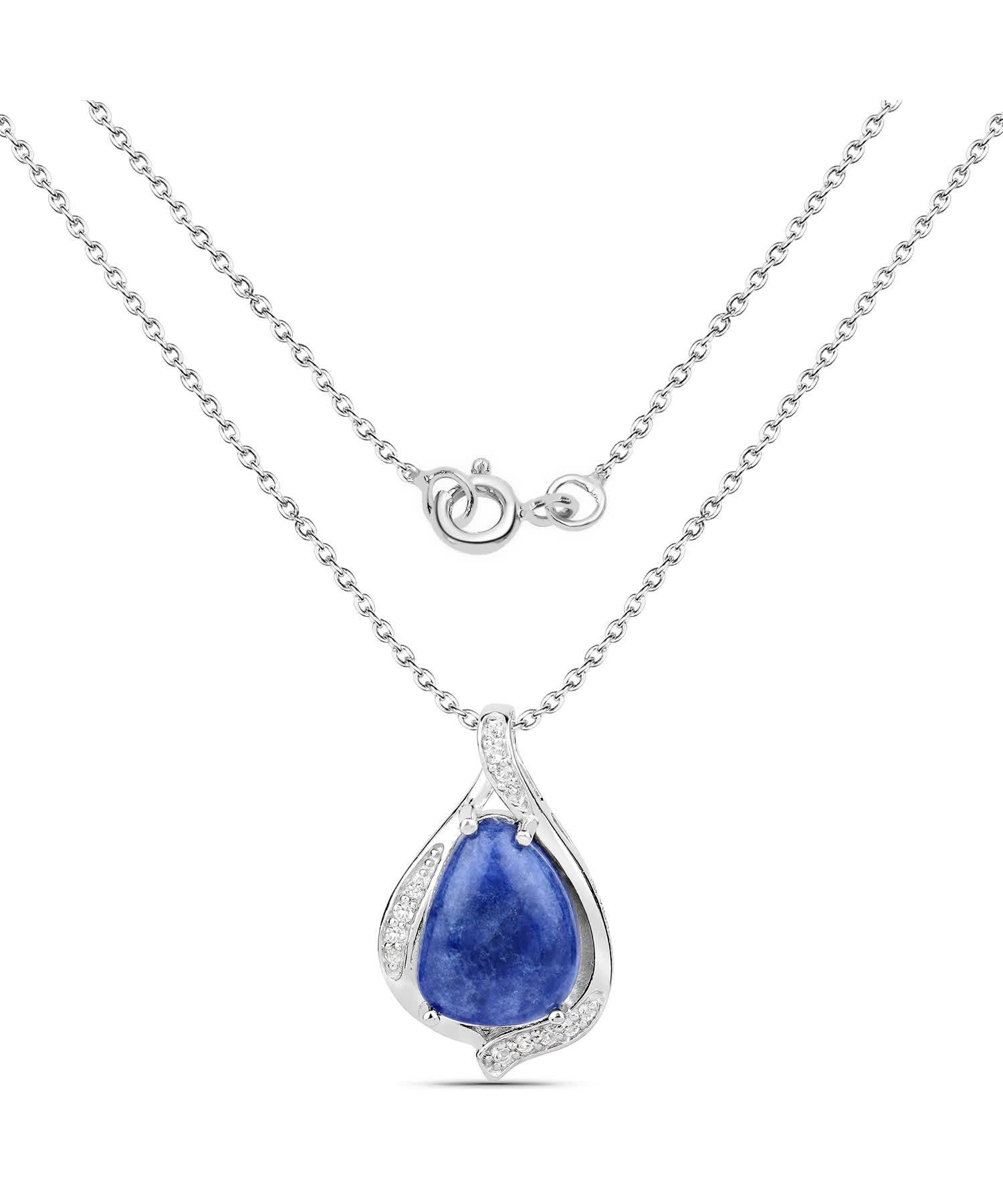 2.41ctw Natural Aventurine and Topaz Rhodium Plated 925 Sterling Silver Drop Pendant With Chain View 2