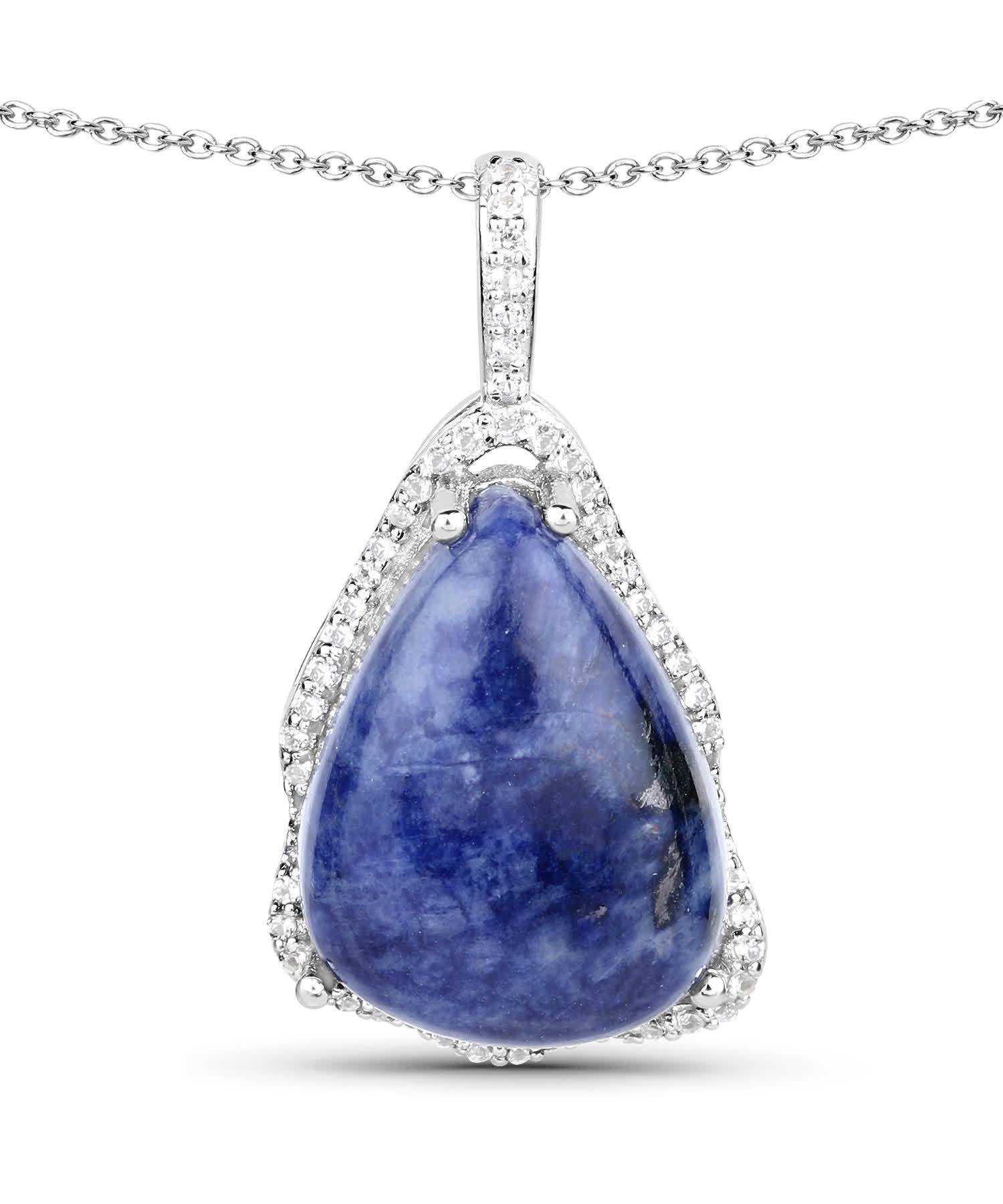 5.81ctw Natural Aventurine and Topaz Rhodium Plated 925 Sterling Silver Pendant With Chain View 1