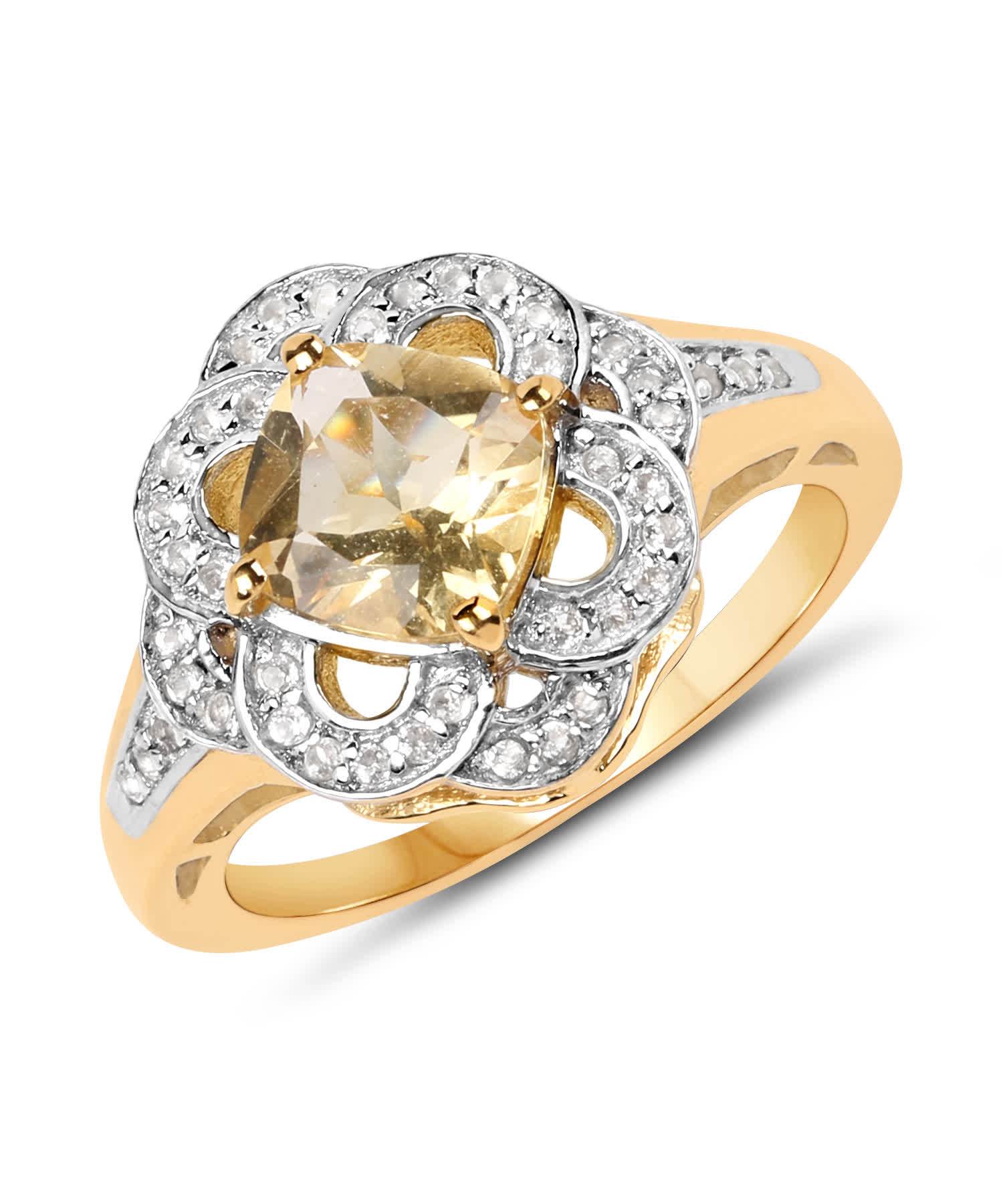1.78ctw Natural Citrine and Topaz 14k Gold Plated 925 Sterling Silver Right Hand Ring View 1