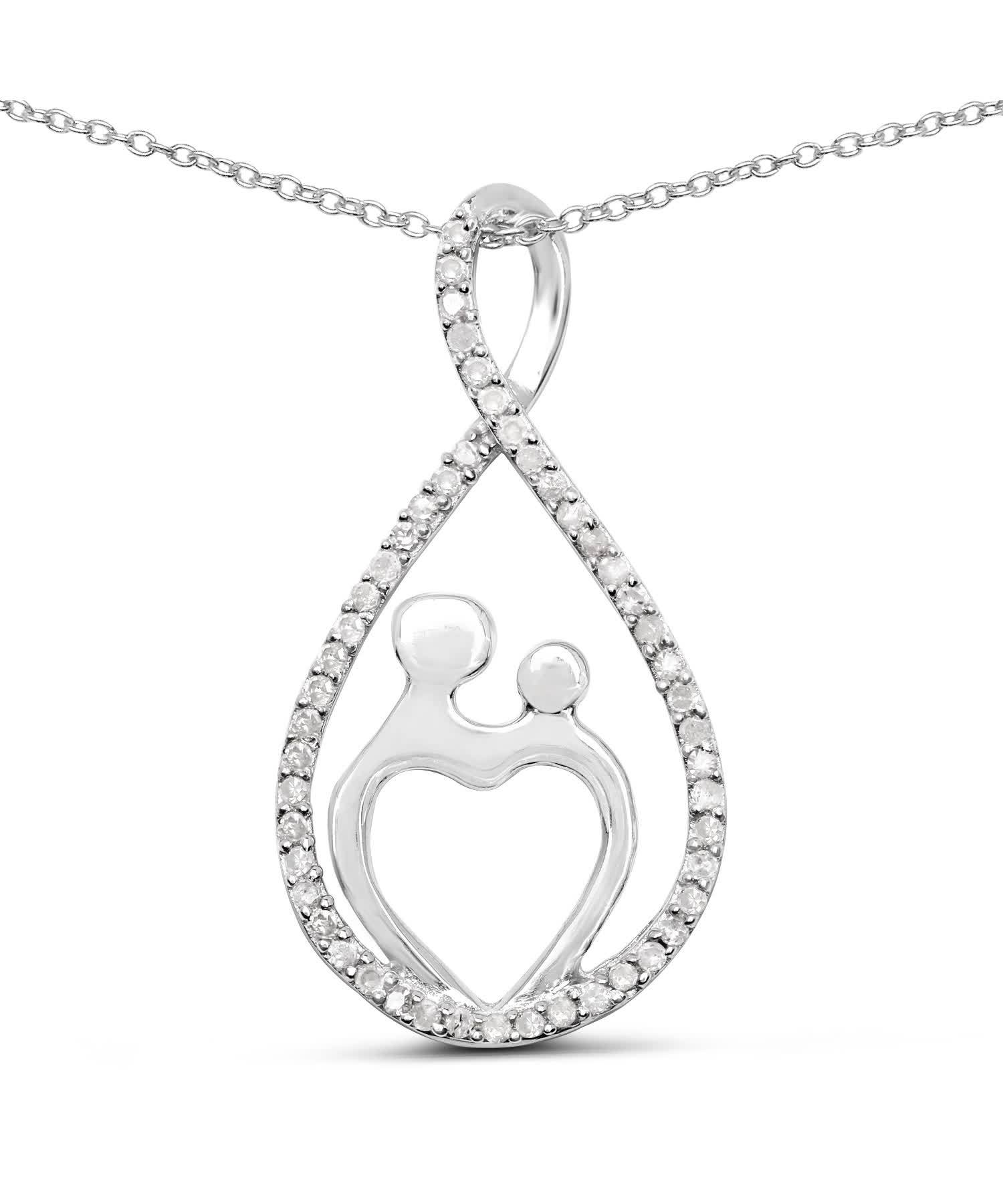 0.34ctw Natural Icy Diamond Rhodium Plated 925 Sterling Silver Heart Pendant With Chain View 1