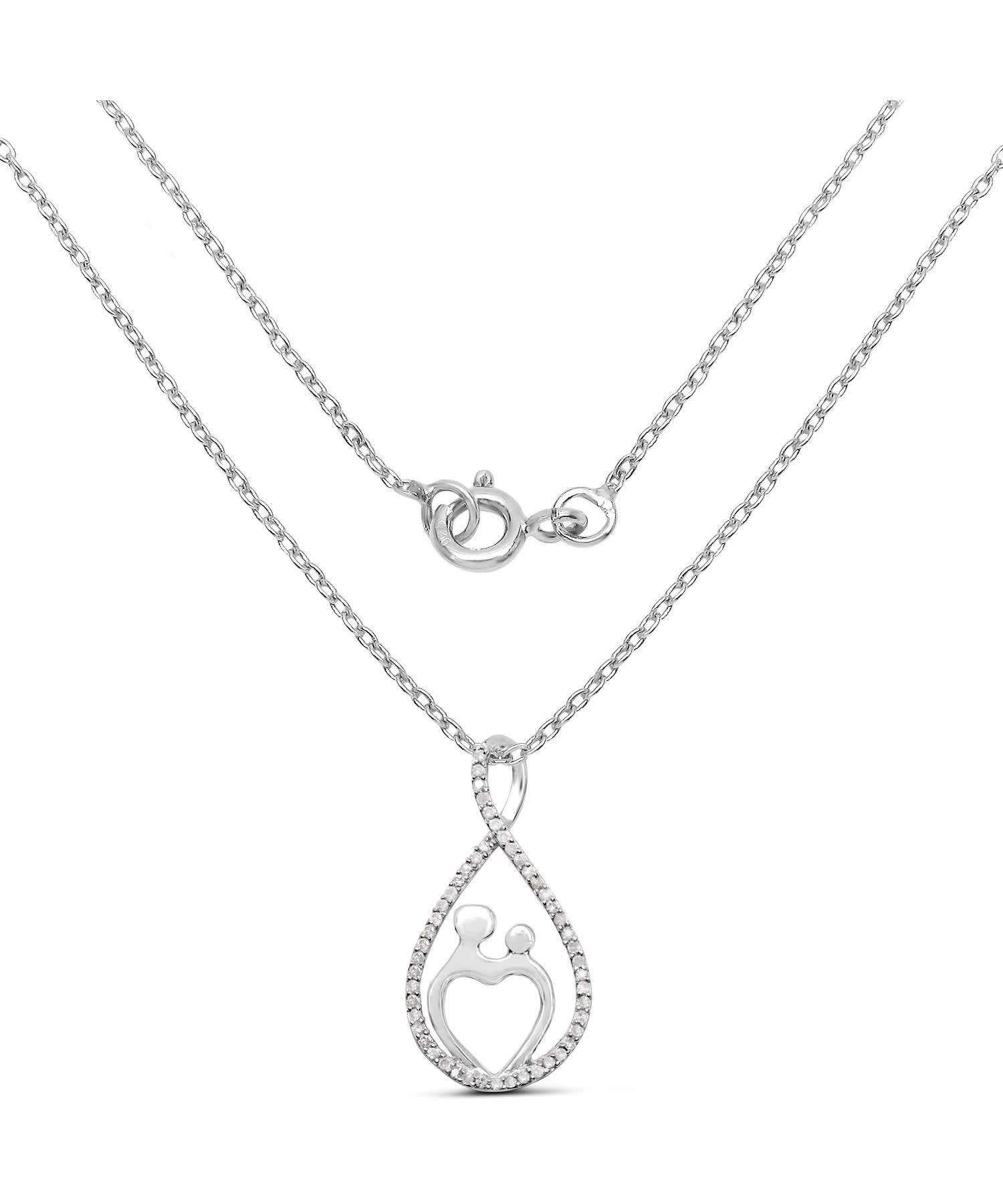 0.34ctw Natural Icy Diamond Rhodium Plated 925 Sterling Silver Heart Pendant With Chain View 2