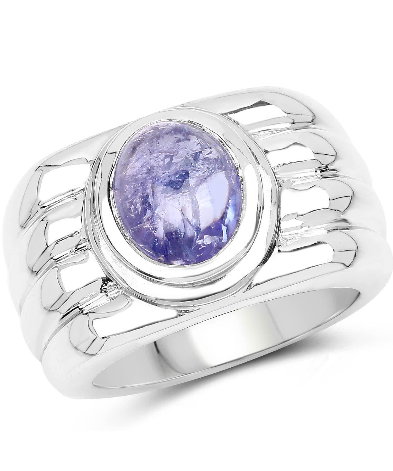 3.55ctw Natural Tanzanite Rhodium Plated 925 Sterling Silver Right Hand Ring View 1