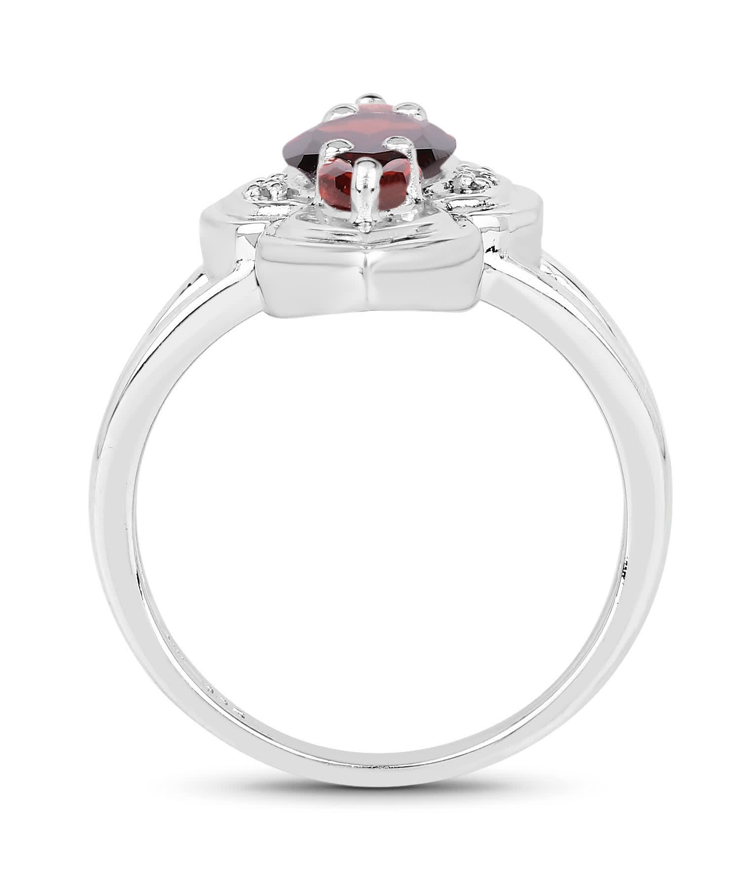 1.80ctw Natural Garnet and Diamond Rhodium Plated 925 Sterling Silver Marquise Ring View 2
