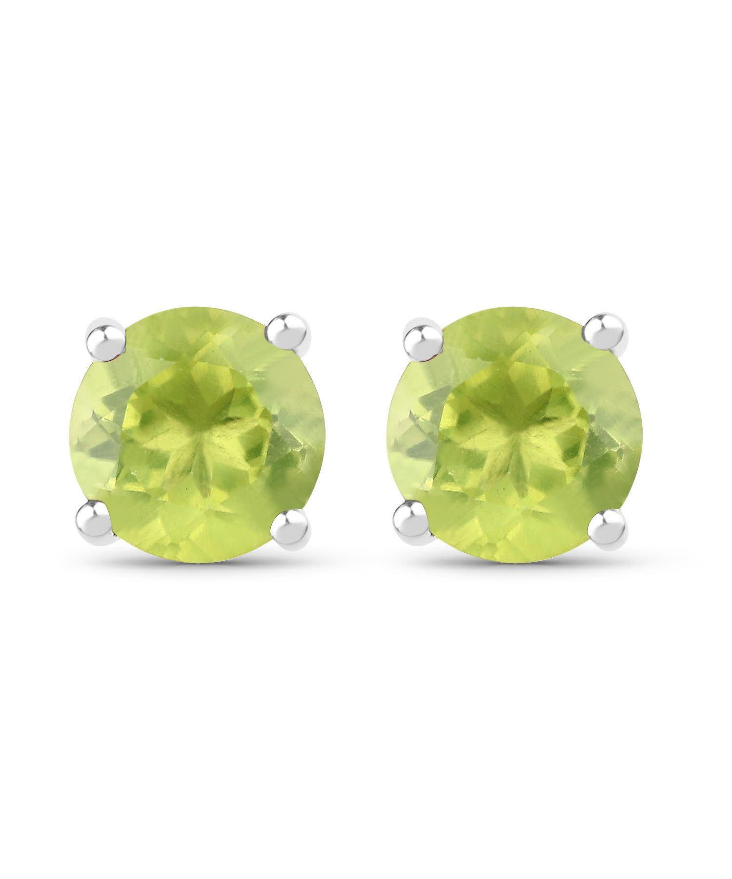 1.71ctw Natural Lime Peridot Rhodium Plated 925 Sterling Silver Stud Earrings View 1
