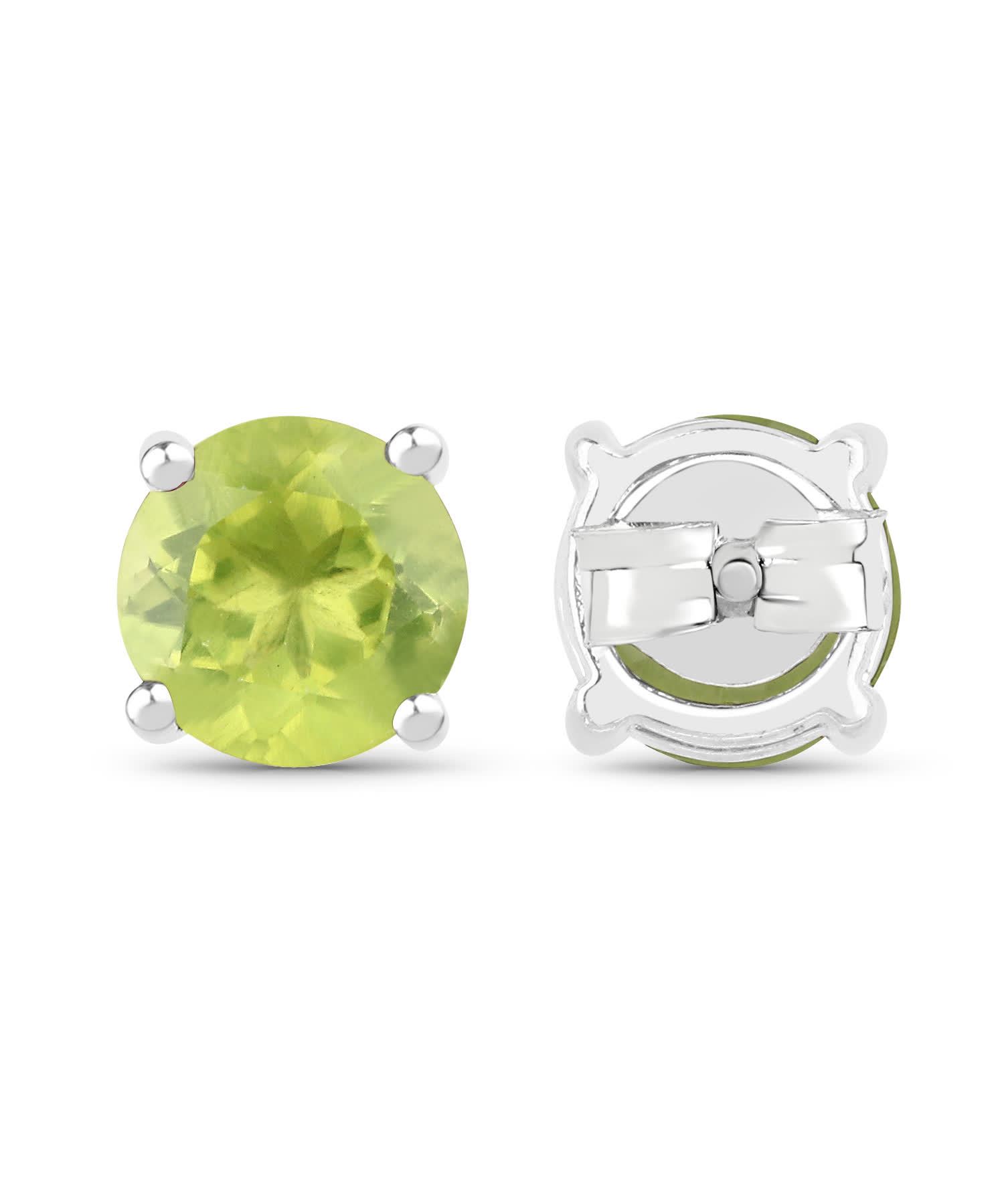 1.71ctw Natural Lime Peridot Rhodium Plated 925 Sterling Silver Stud Earrings View 3