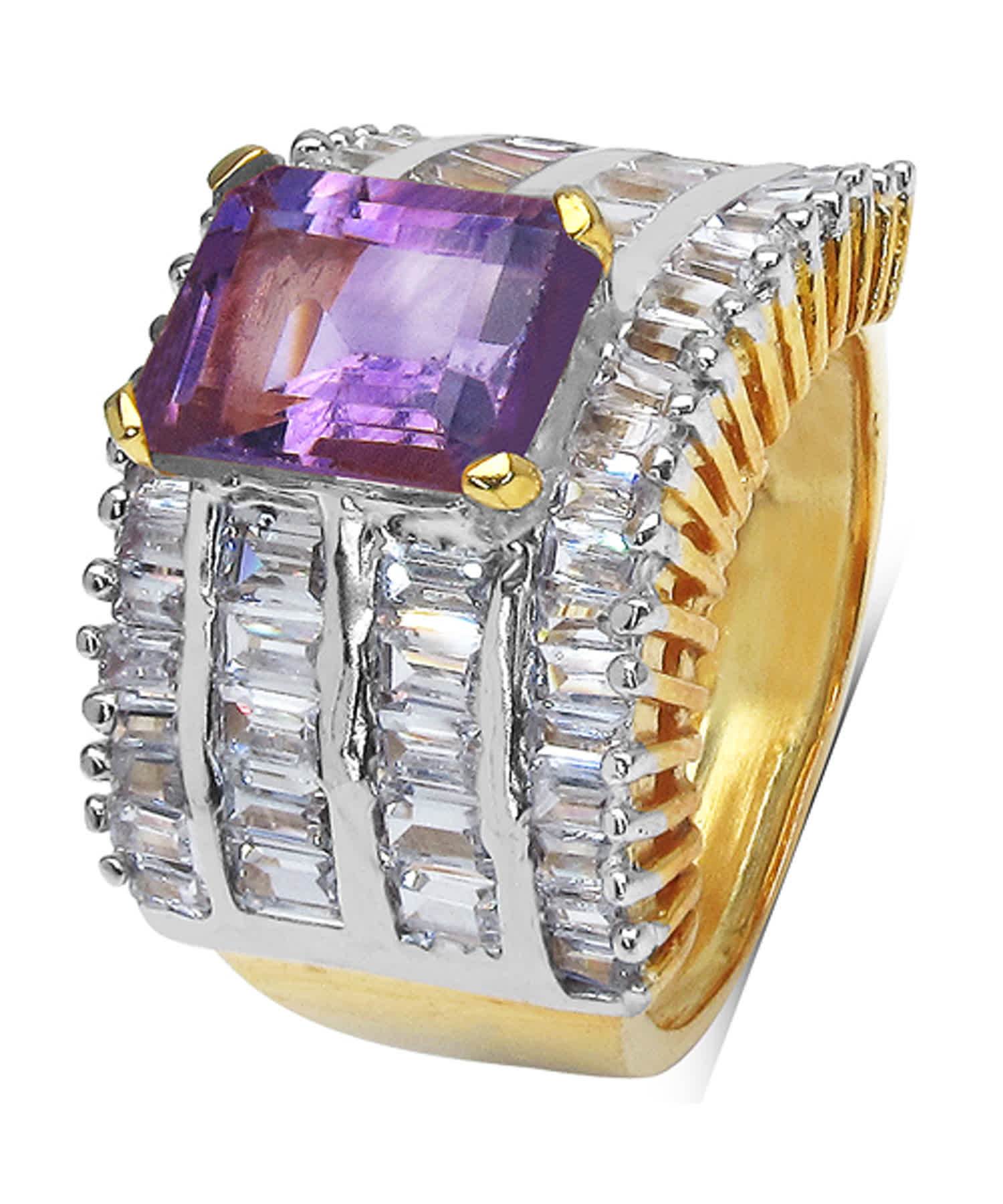 5.15ctw Natural Amethyst and Cubic Zirconia Cocktail Ring View 2