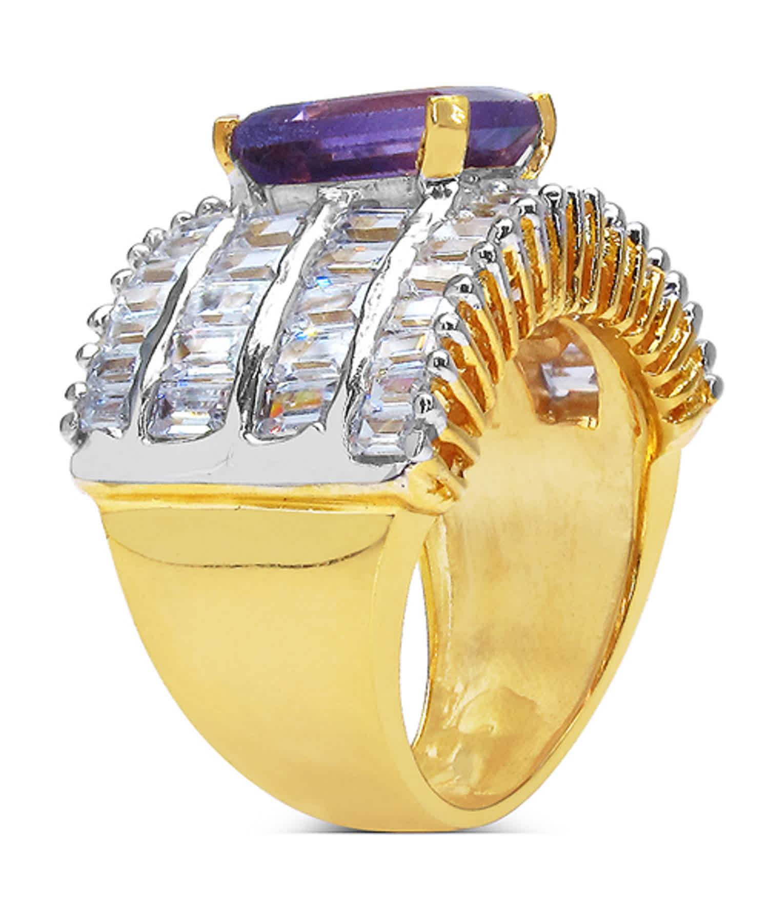 5.15ctw Natural Amethyst and Cubic Zirconia Cocktail Ring View 3