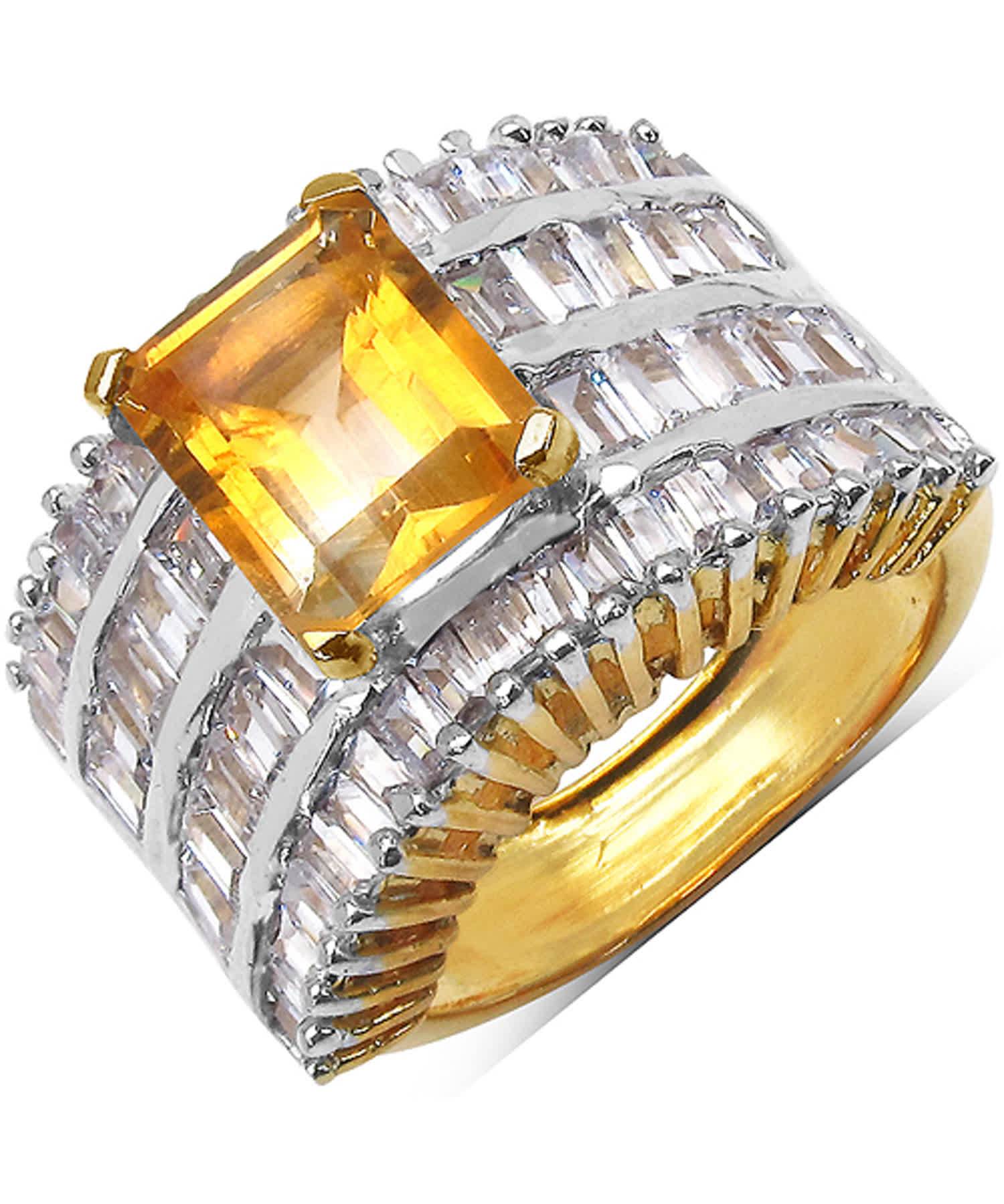 5.00ctw Natural Honey Citrine and Cubic Zirconia Cocktail Ring View 1