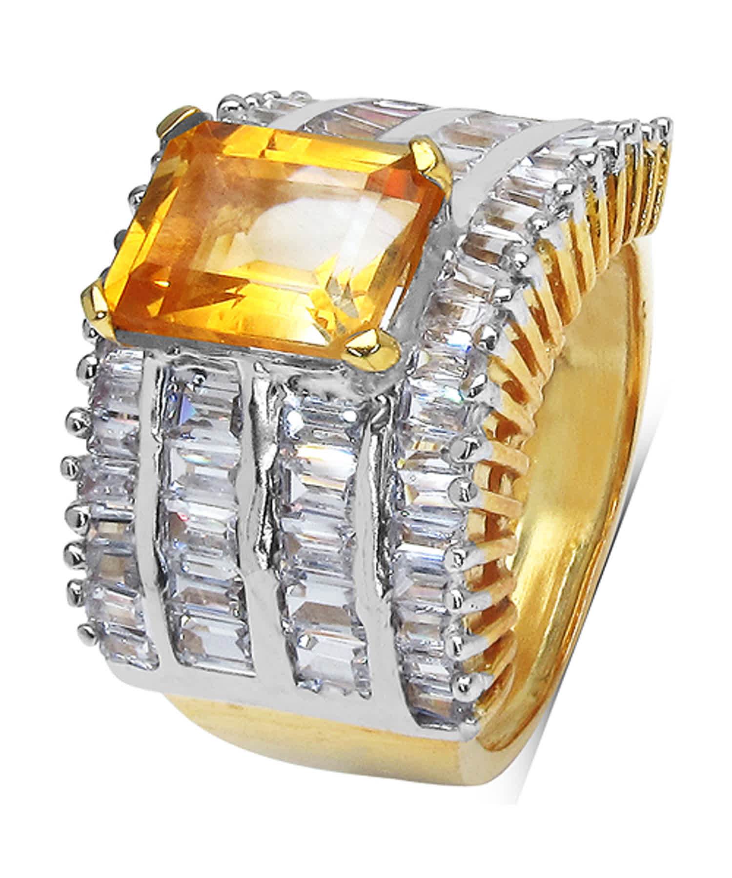 5.00ctw Natural Honey Citrine and Cubic Zirconia Cocktail Ring View 2
