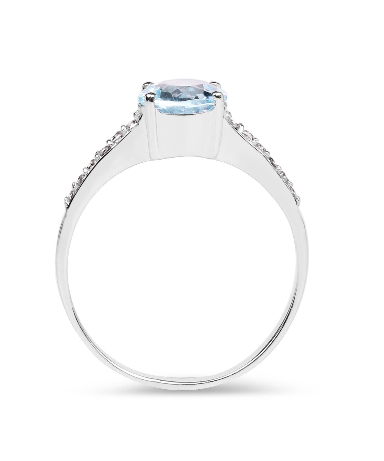1.66ctw Natural Sky Blue Topaz Rhodium Plated 925 Sterling Silver Solitare Ring View 2