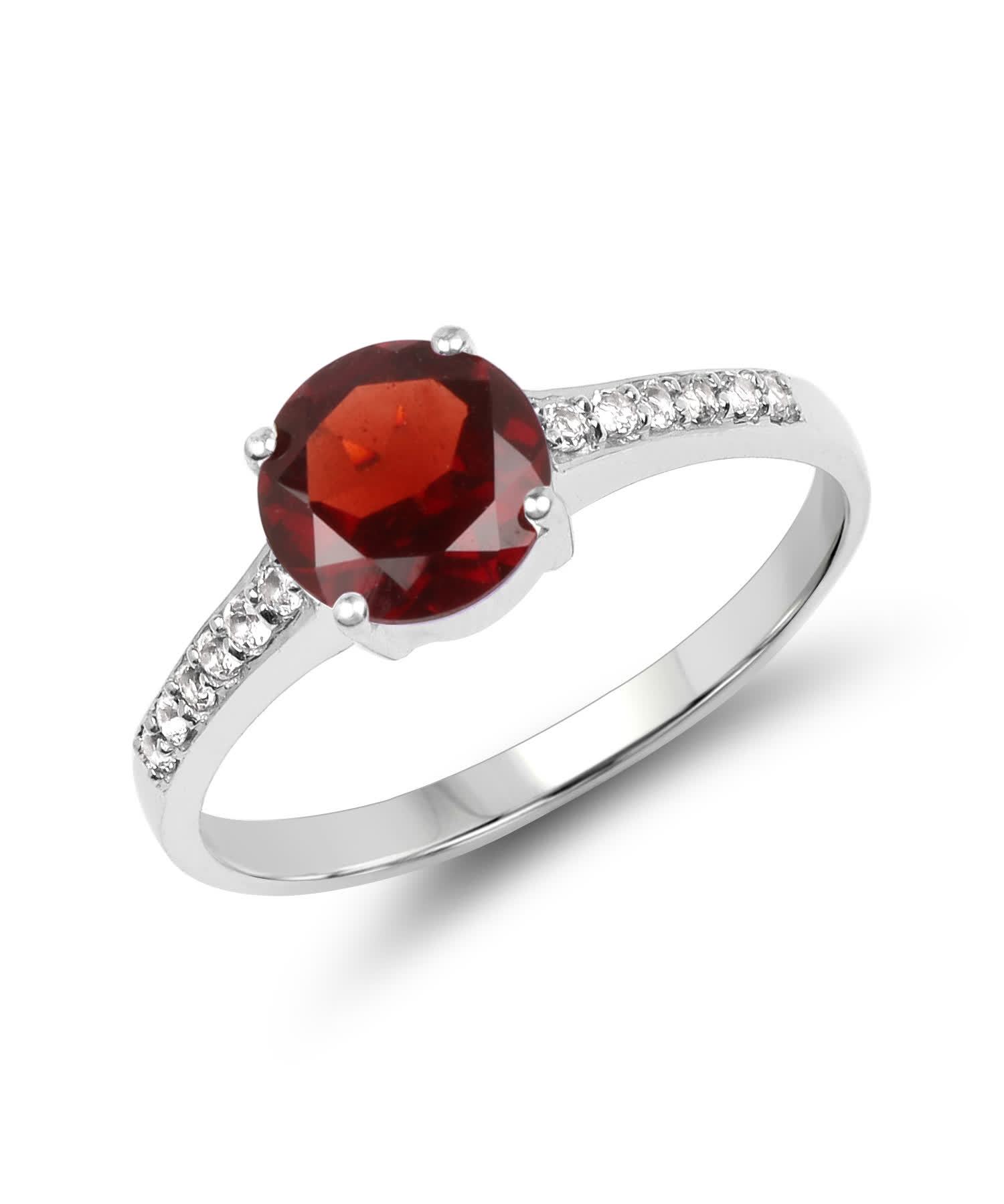 1.66ctw Natural Garnet and Topaz Rhodium Plated 925 Sterling Silver Solitare Ring View 1