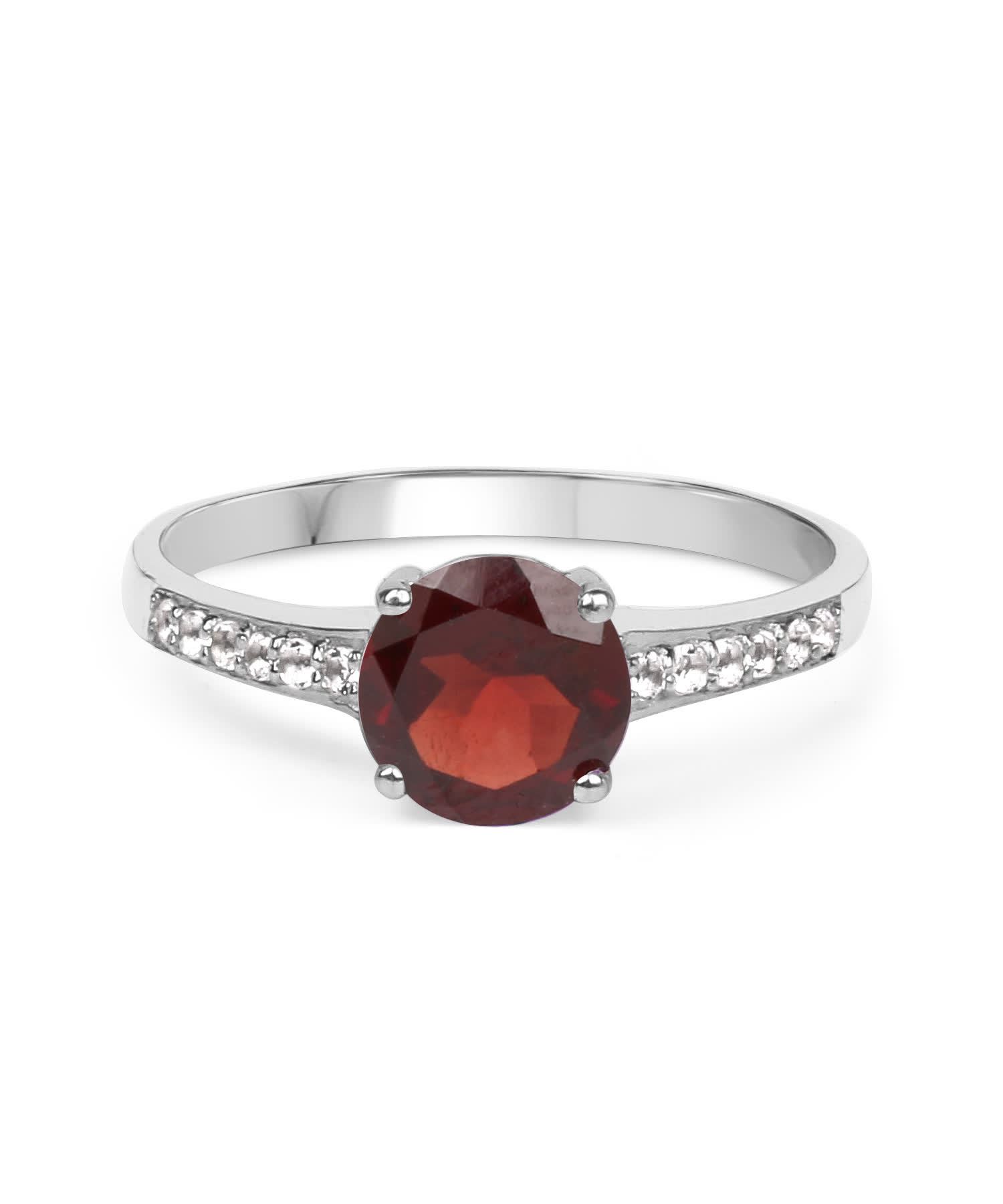 1.66ctw Natural Garnet and Topaz Rhodium Plated 925 Sterling Silver Solitare Ring View 3