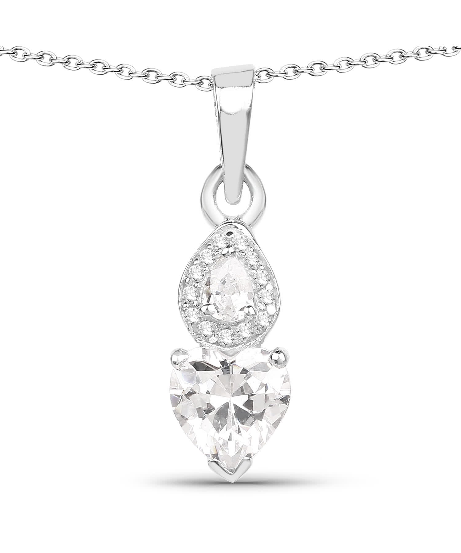 Brilliant Cut Cubic Zirconia Rhodium Plated 925 Sterling Silver Heart Pendant With Chain View 1