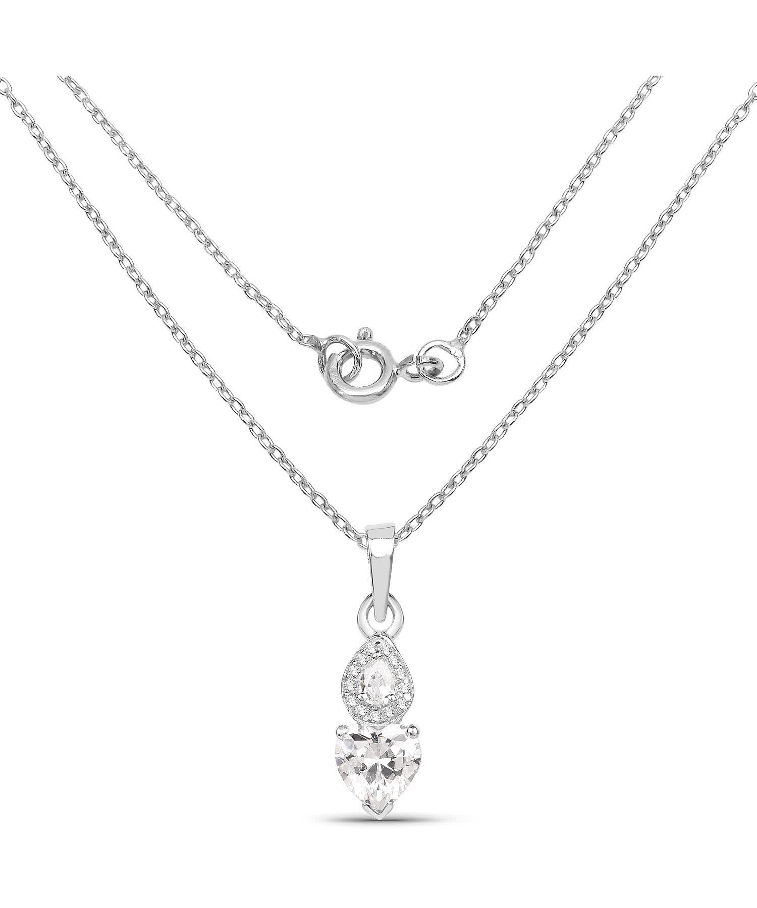 Brilliant Cut Cubic Zirconia Rhodium Plated 925 Sterling Silver Heart Pendant With Chain View 2
