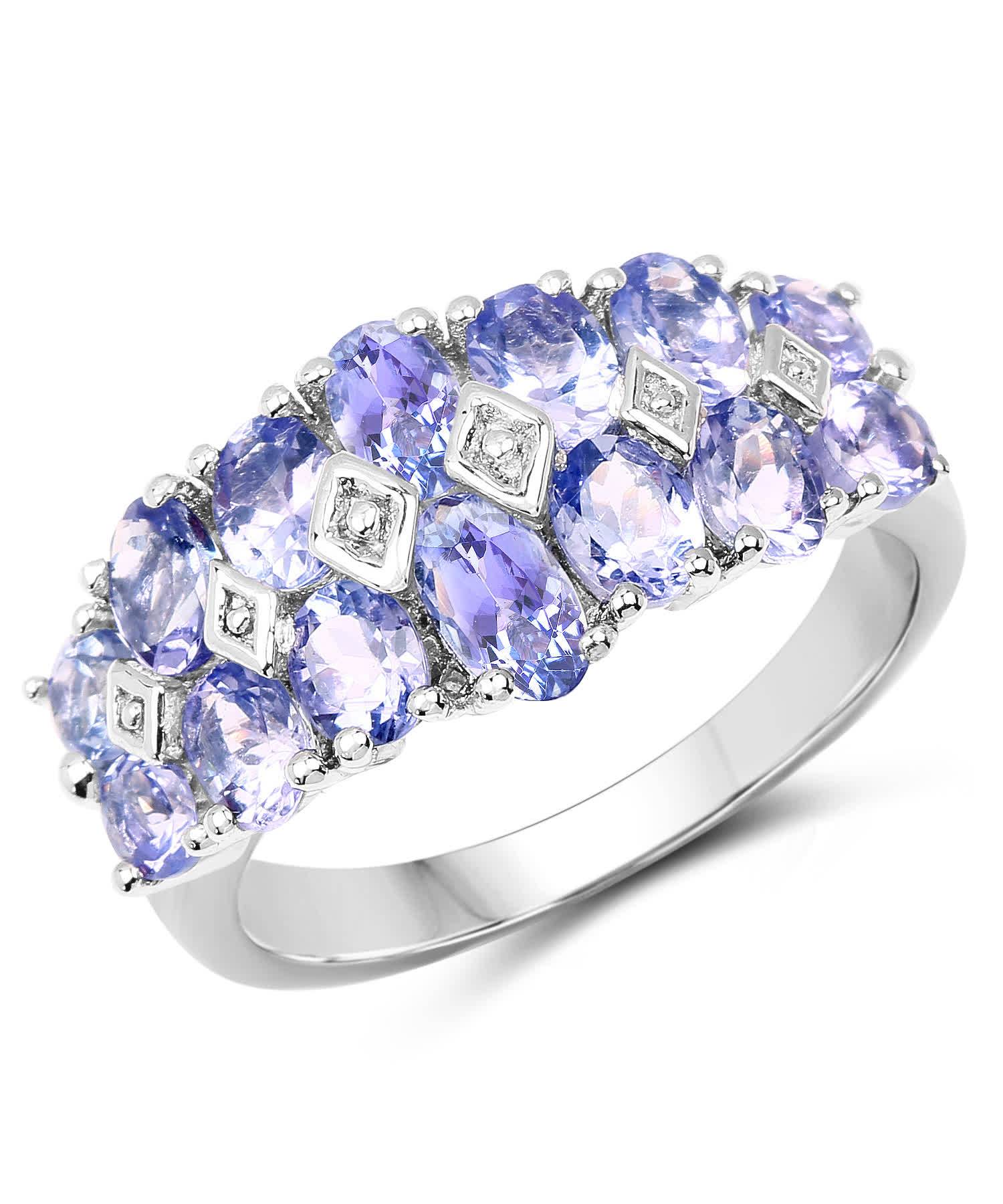 2.26ctw Natural Tanzanite Rhodium Plated 925 Sterling Silver Right Hand Ring View 1