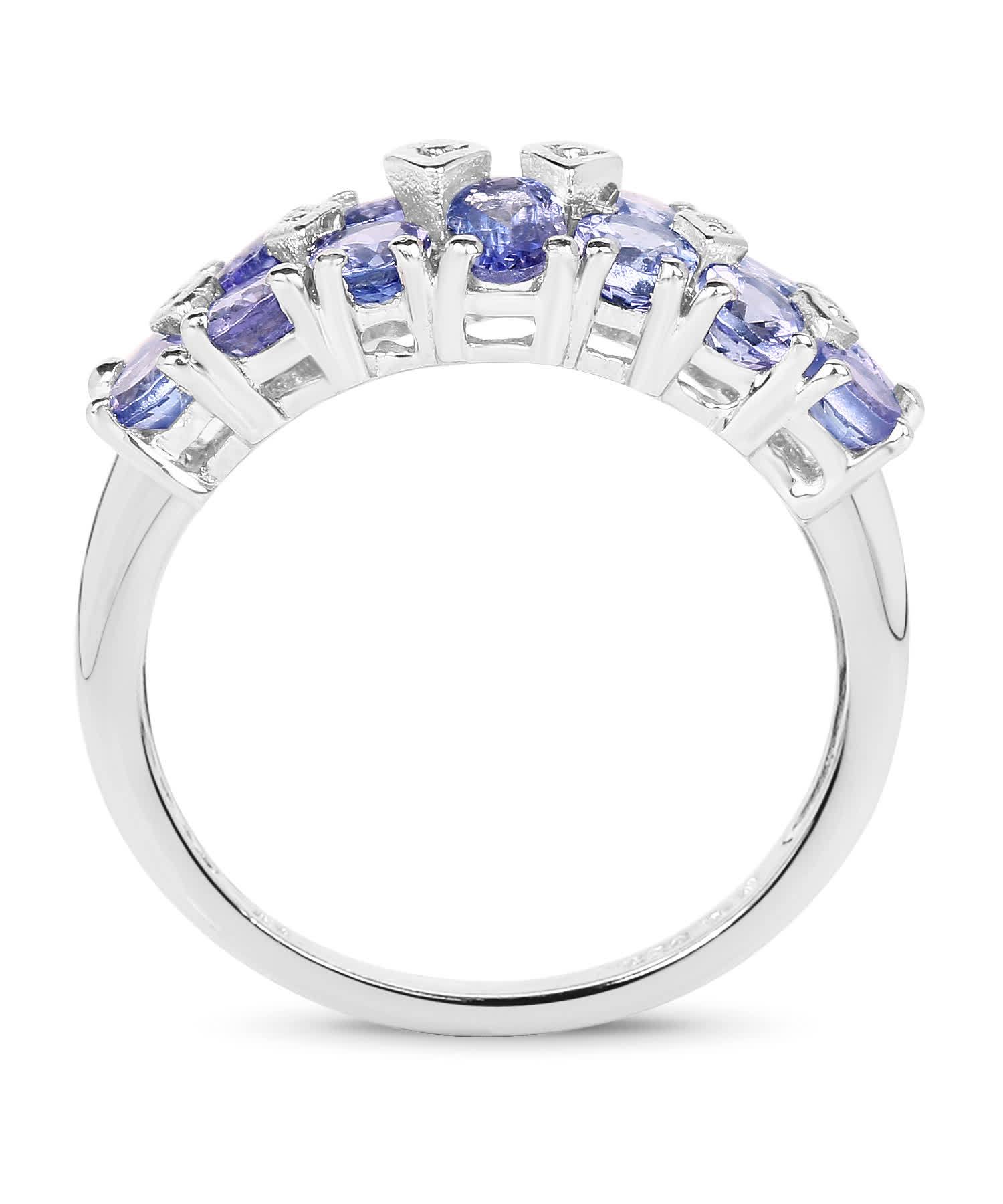 2.26ctw Natural Tanzanite Rhodium Plated 925 Sterling Silver Right Hand Ring View 2