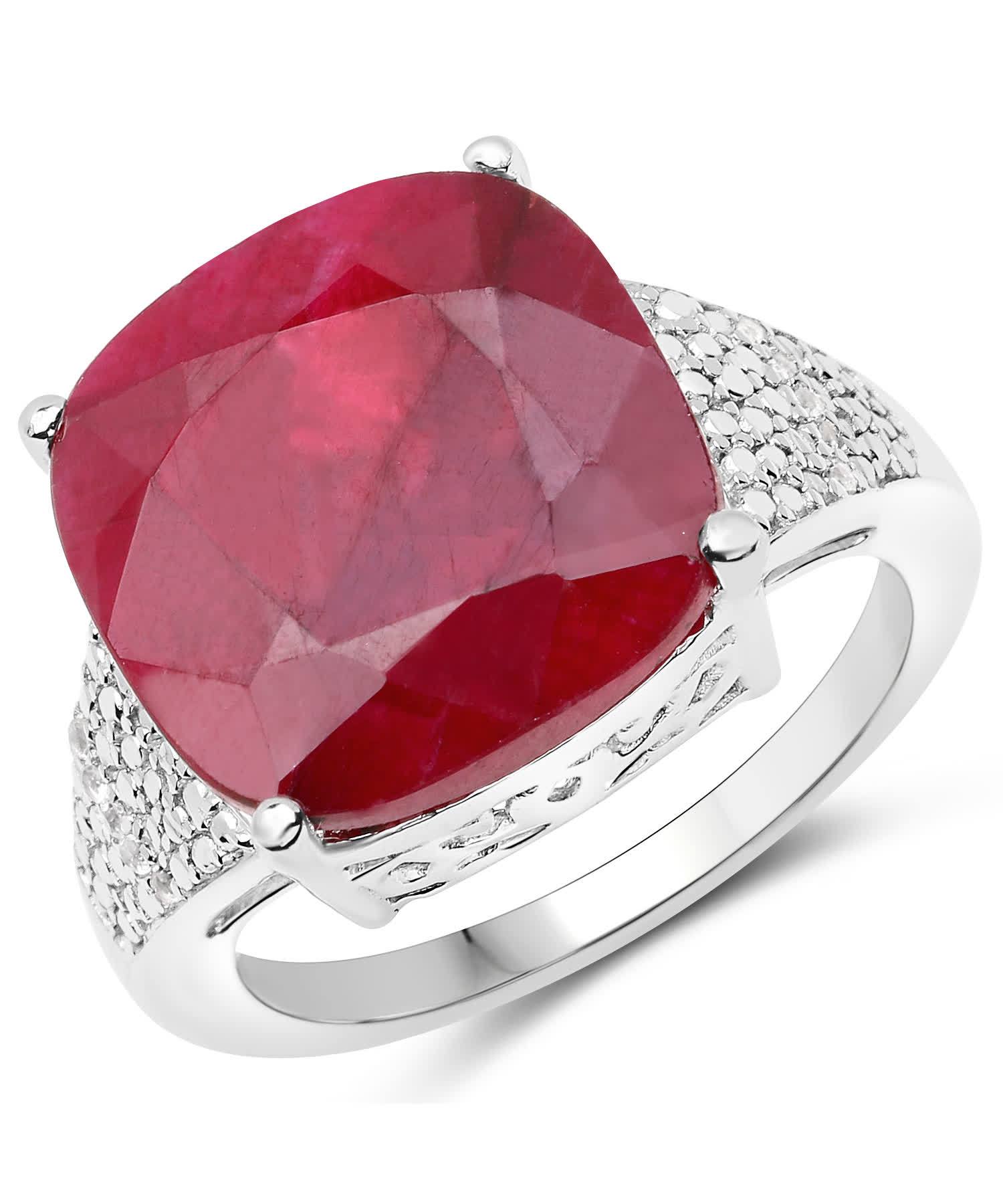 14.47ctw Natural Ruby and Topaz Rhodium Plated 925 Sterling Silver Cocktail Ring View 1