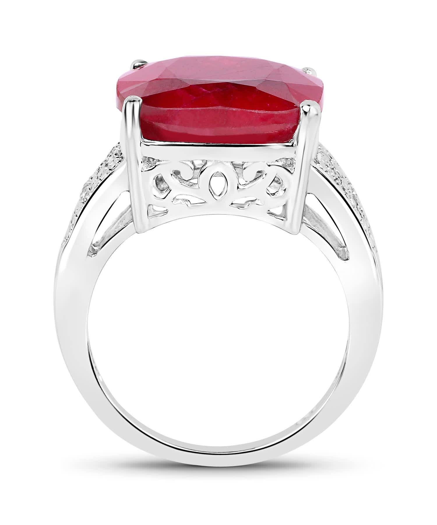 14.47ctw Natural Ruby and Topaz Rhodium Plated 925 Sterling Silver Cocktail Ring View 2