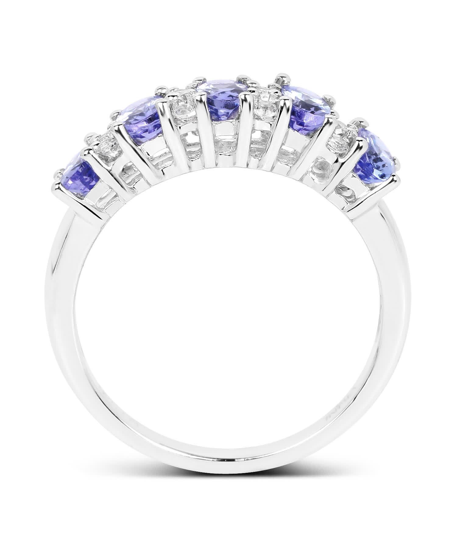1.51ctw Natural Tanzanite and Topaz Rhodium Plated 925 Sterling Silver Band View 2