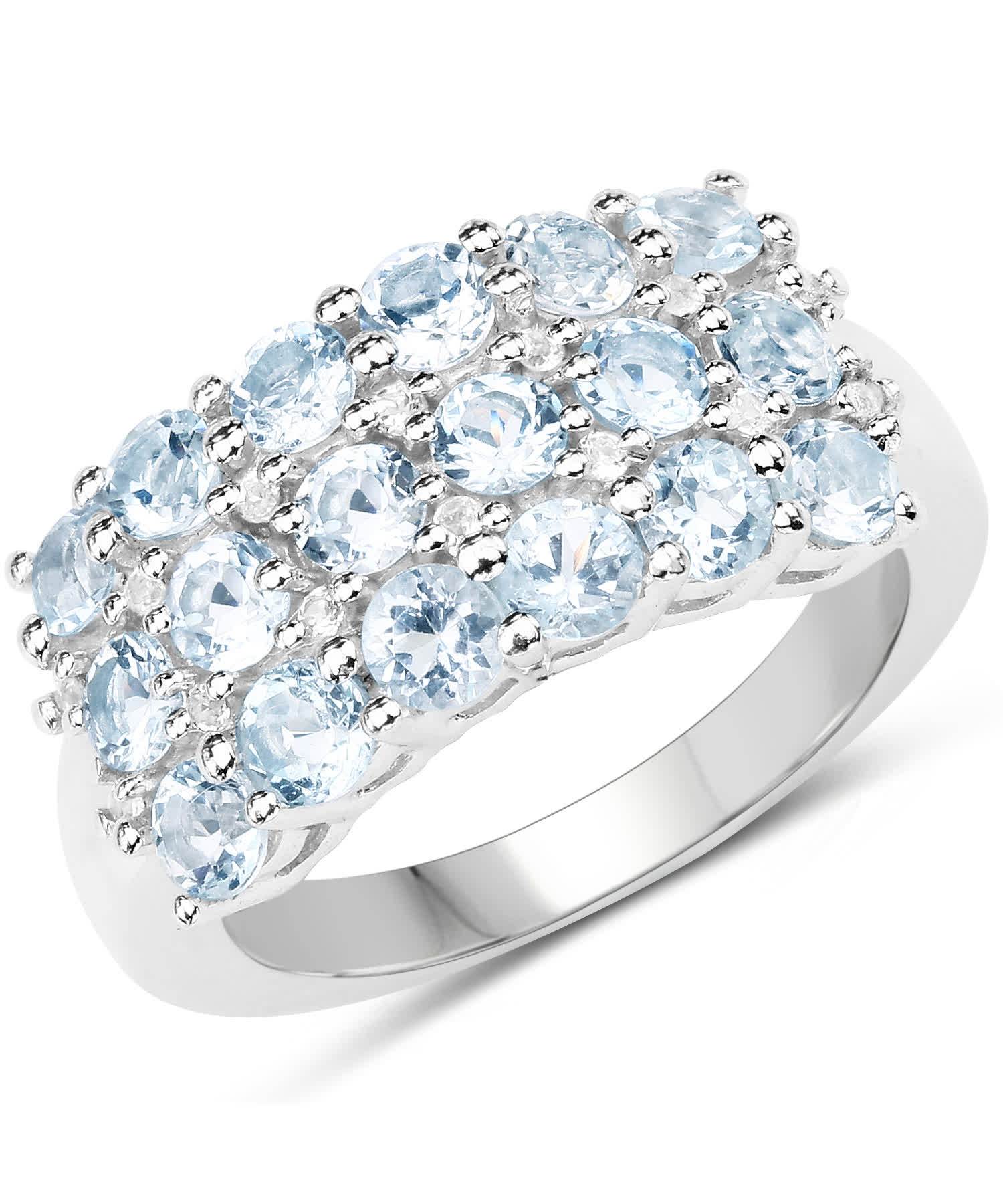 2.29ctw Natural Sky Blue Topaz Rhodium Plated 925 Sterling Silver Right Hand Ring View 1