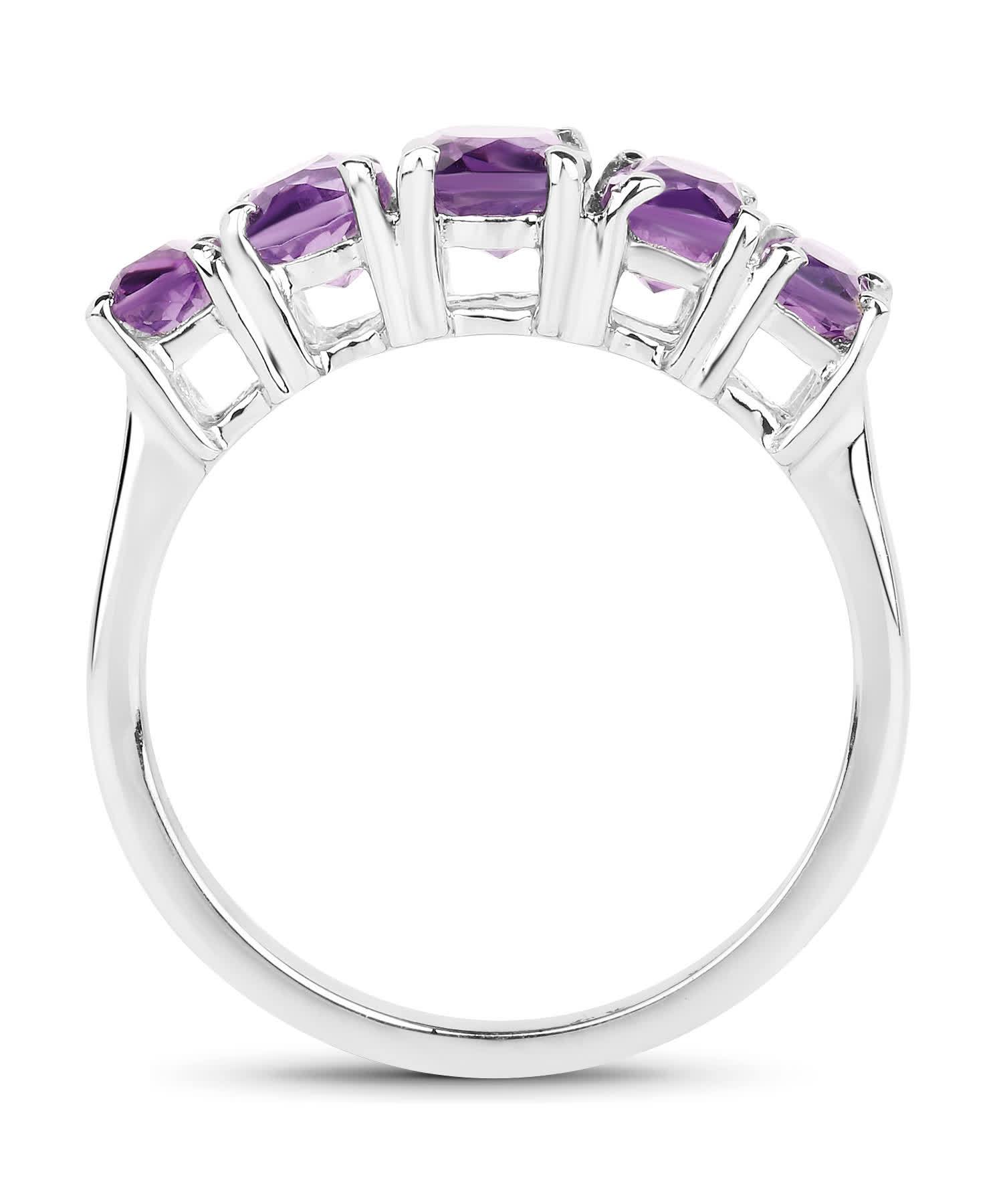 2.50ctw Natural Amethyst Rhodium Plated 925 Sterling Silver Right Hand Ring View 2