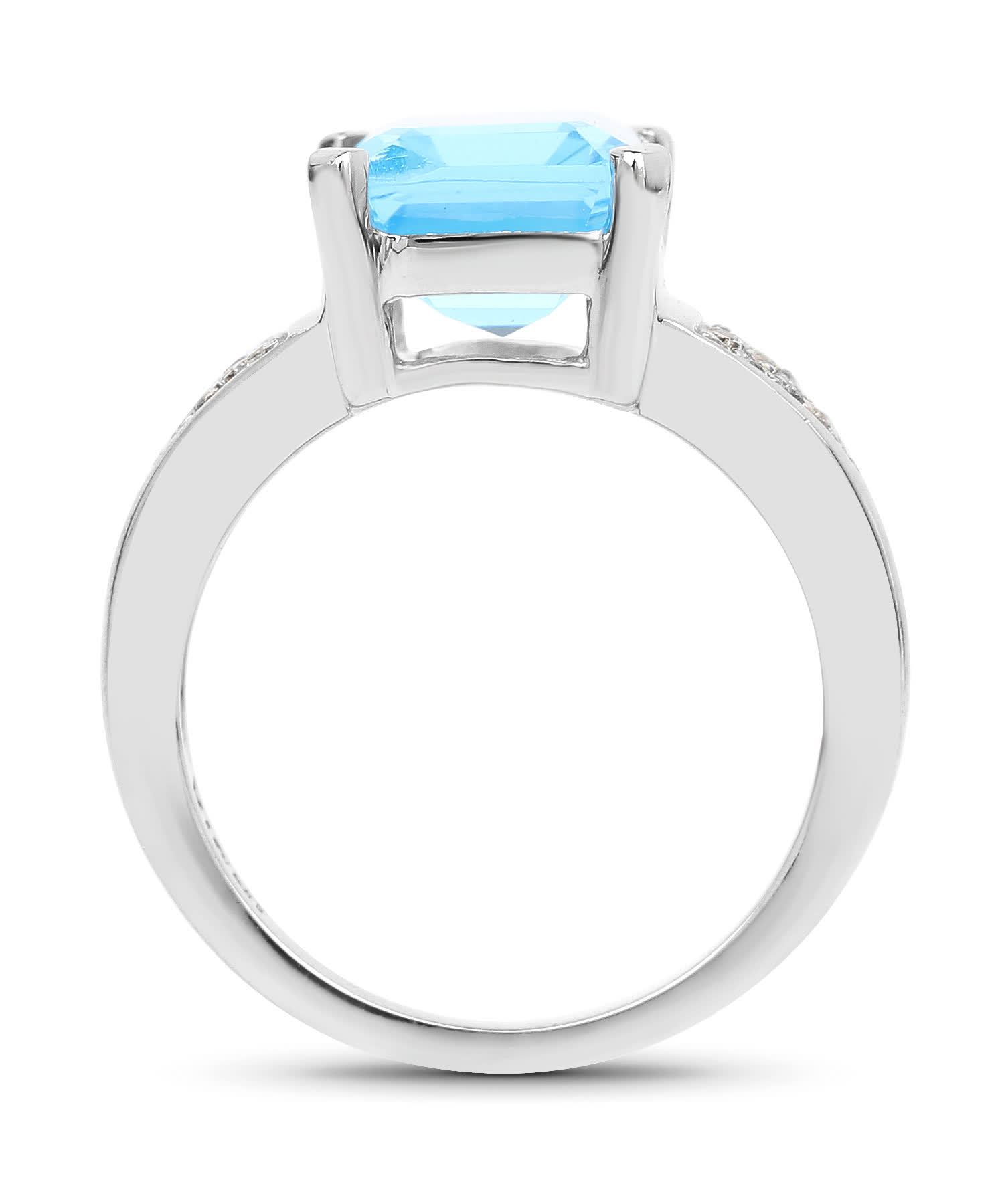 5.85ctw Natural Swiss Blue Topaz Rhodium Plated 925 Sterling Silver Cocktail Ring View 2