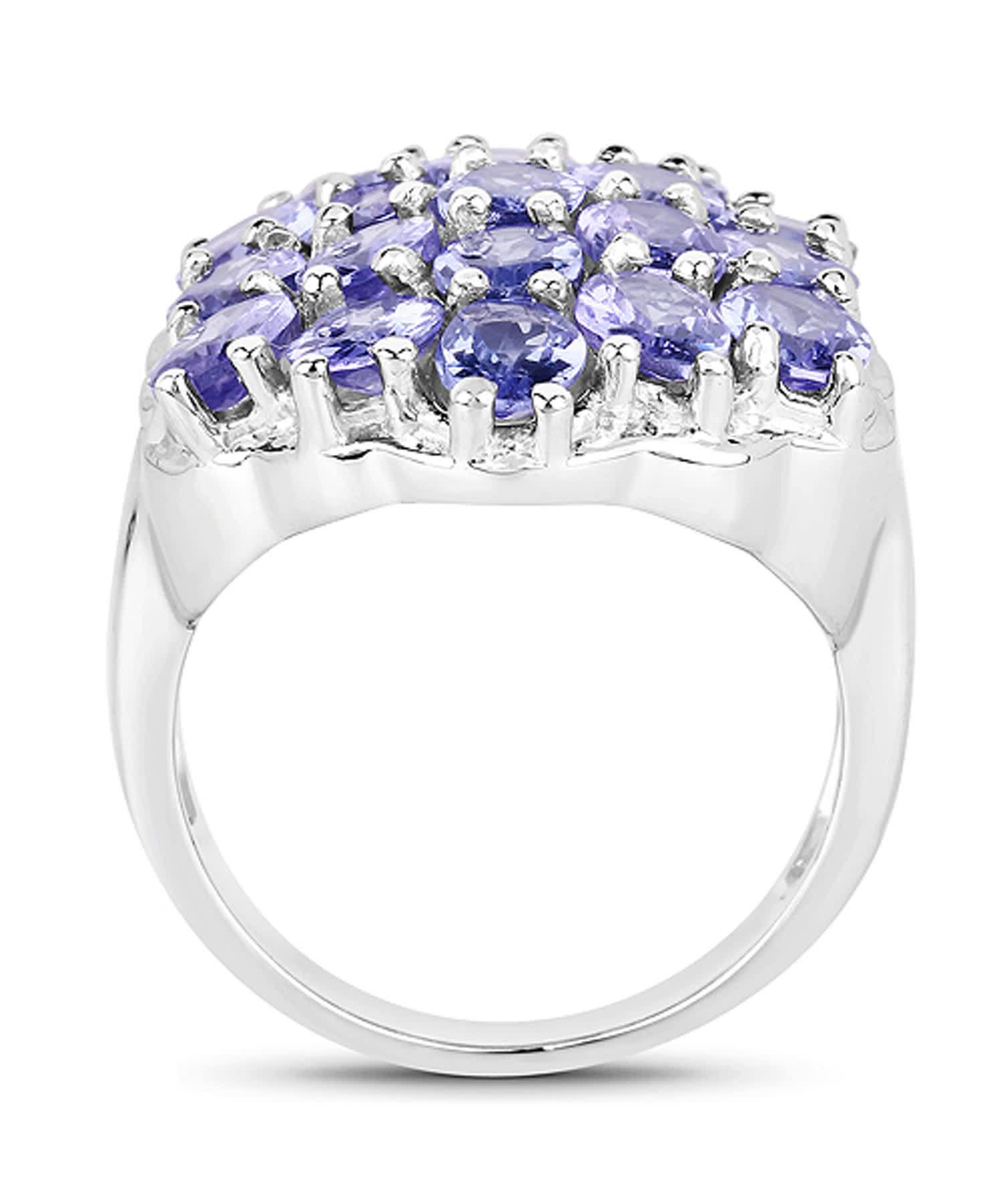 6.27ctw Natural Tanzanite Rhodium Plated 925 Sterling Silver Cocktail Ring View 2