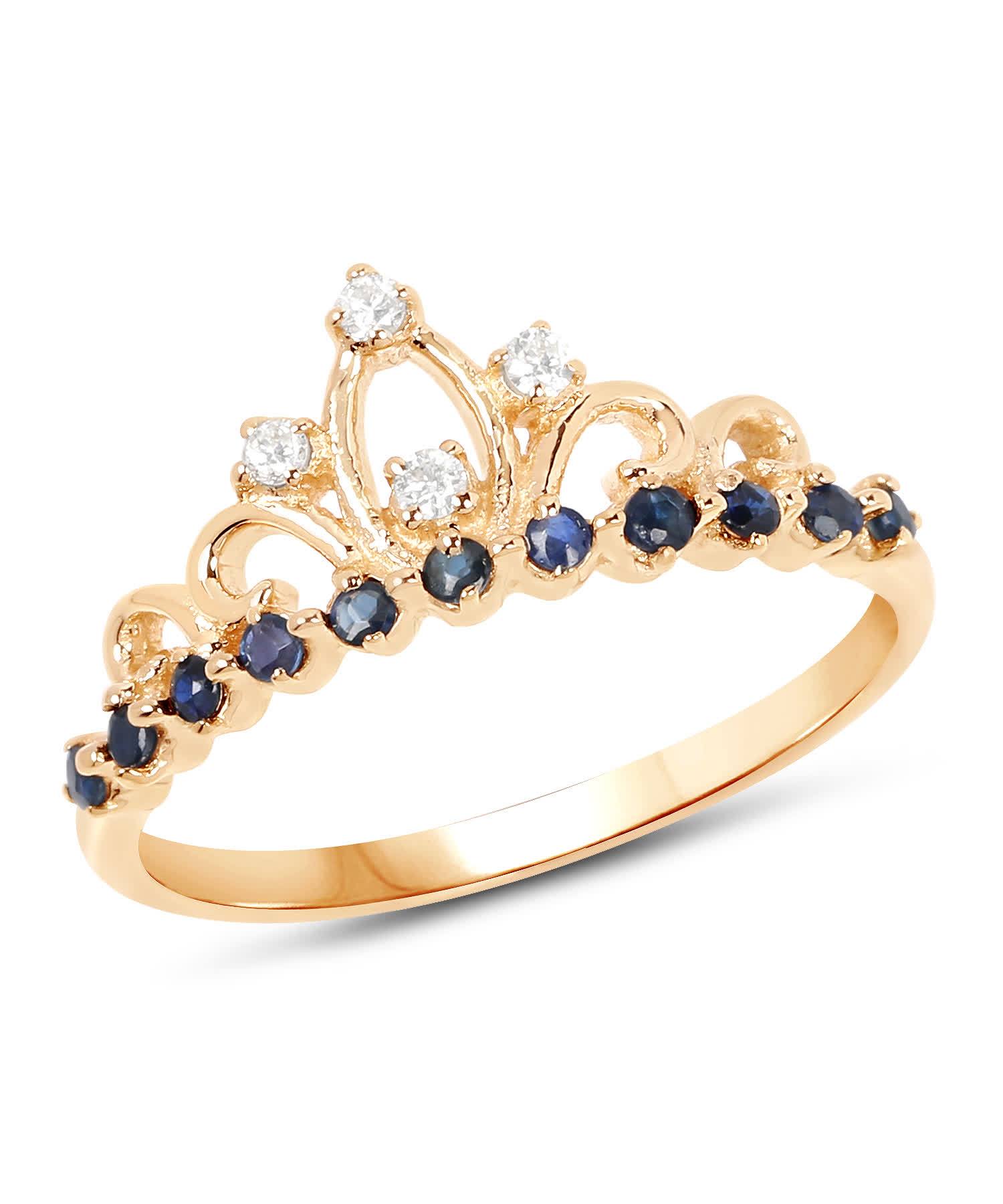 0.28ctw Natural Midnight Blue Sapphire and Diamond 14k Gold Crown Ring View 1