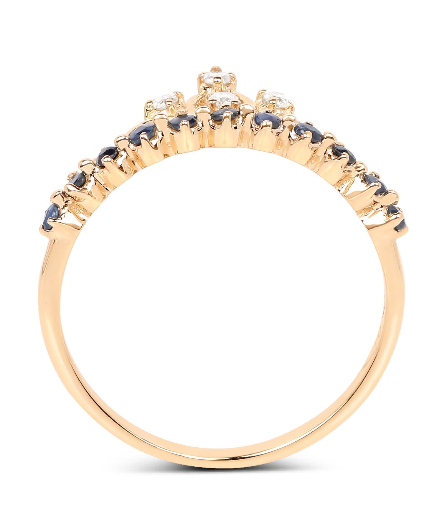 0.28ctw Natural Midnight Blue Sapphire and Diamond 14k Gold Crown Ring View 2
