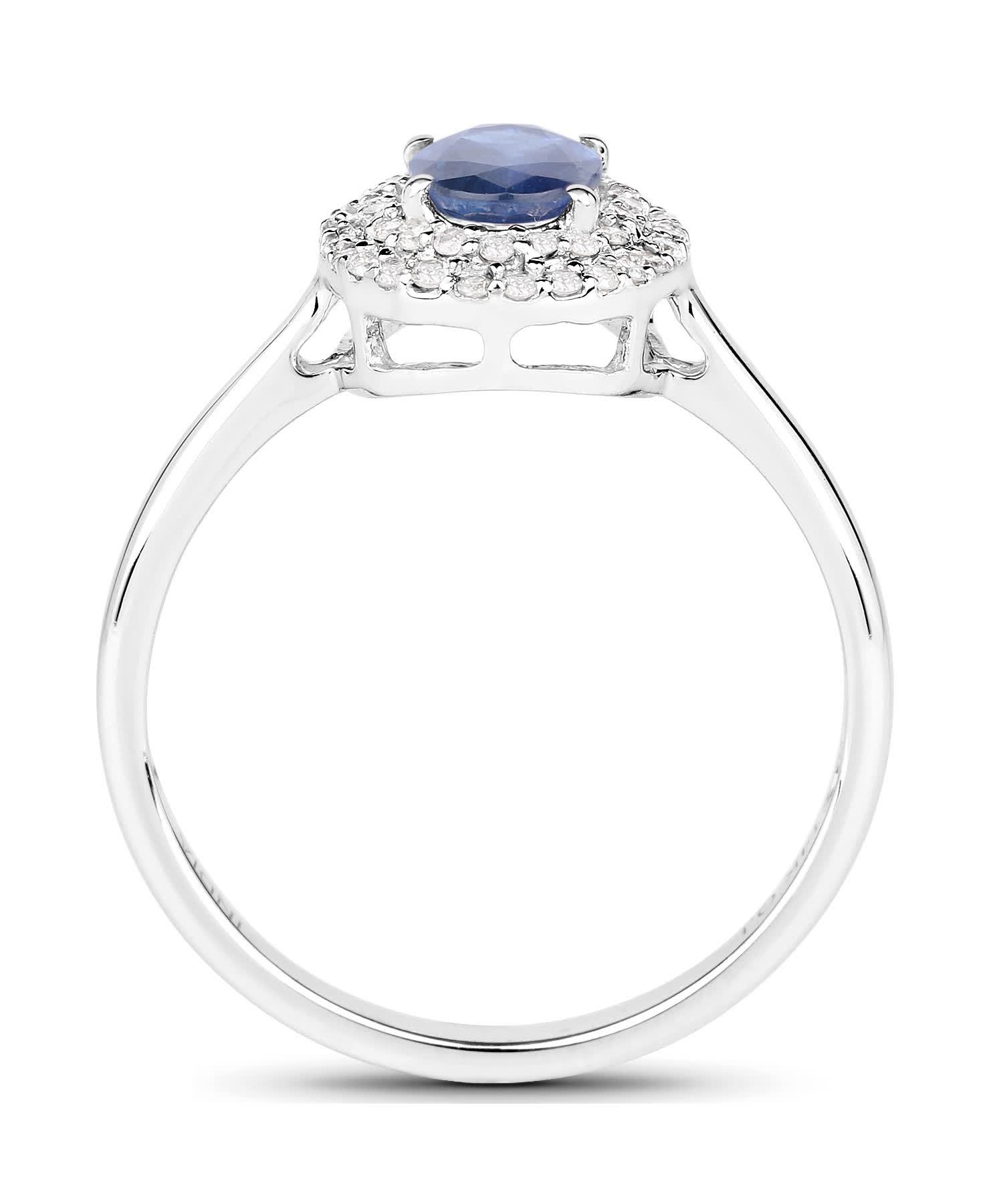 1.18ctw Natural Tanzanite and Diamond 14k Gold Double Halo Cocktail Ring View 2