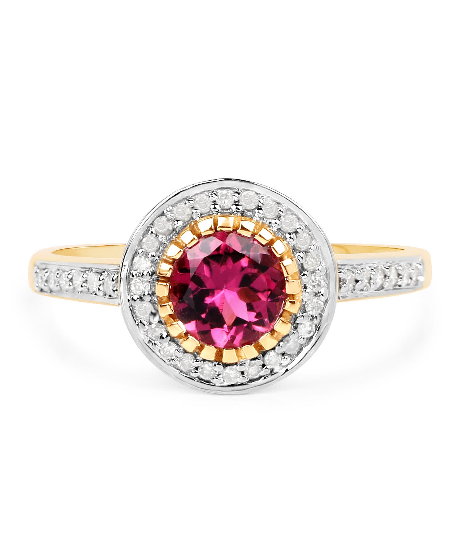 1.29 ctw Natural Raspberry Tourmaline and Diamond 10k Gold Halo Right Hand Ring View 3