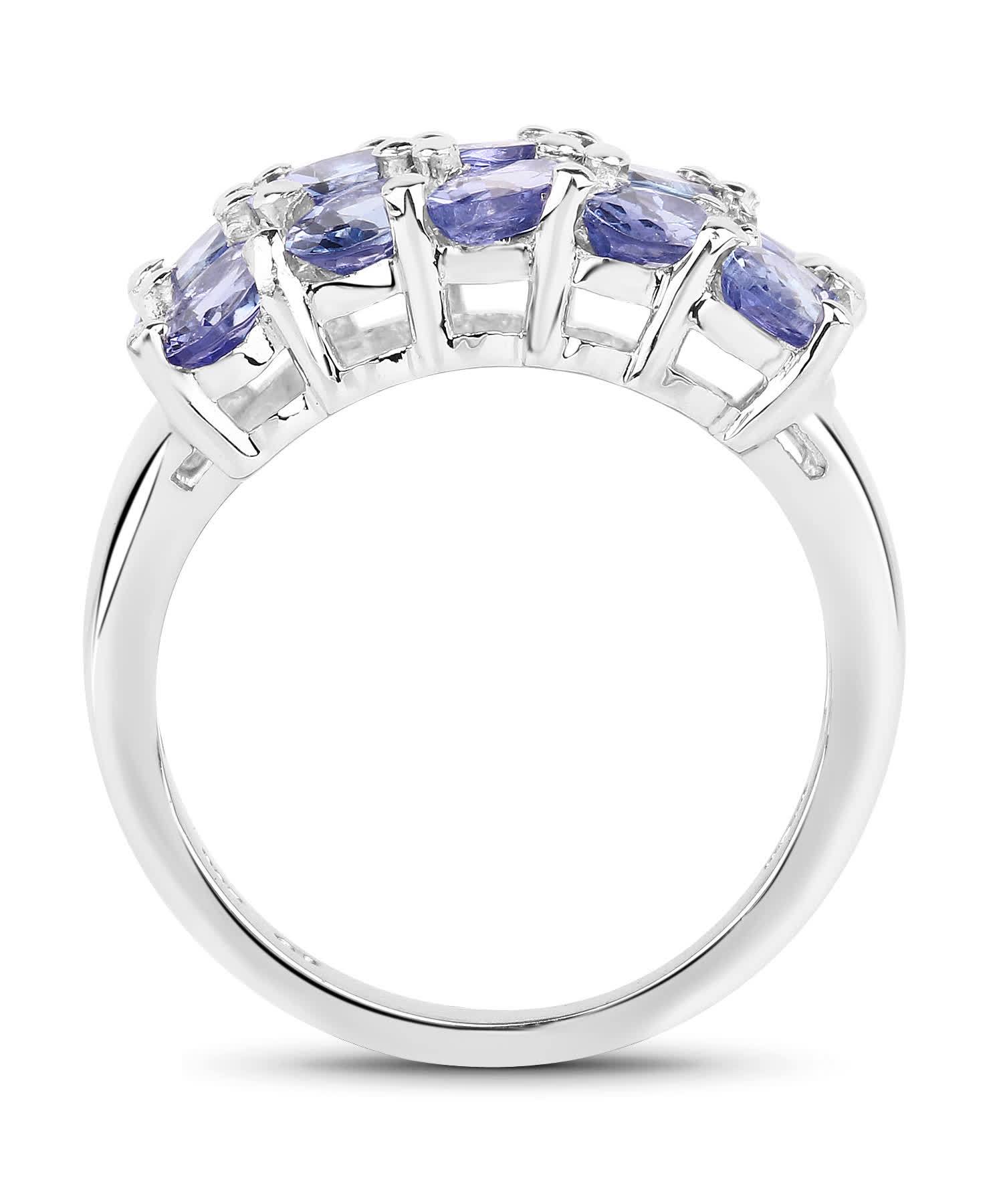 3.60ctw Natural Tanzanite Rhodium Plated 925 Sterling Silver Cocktail Ring View 2