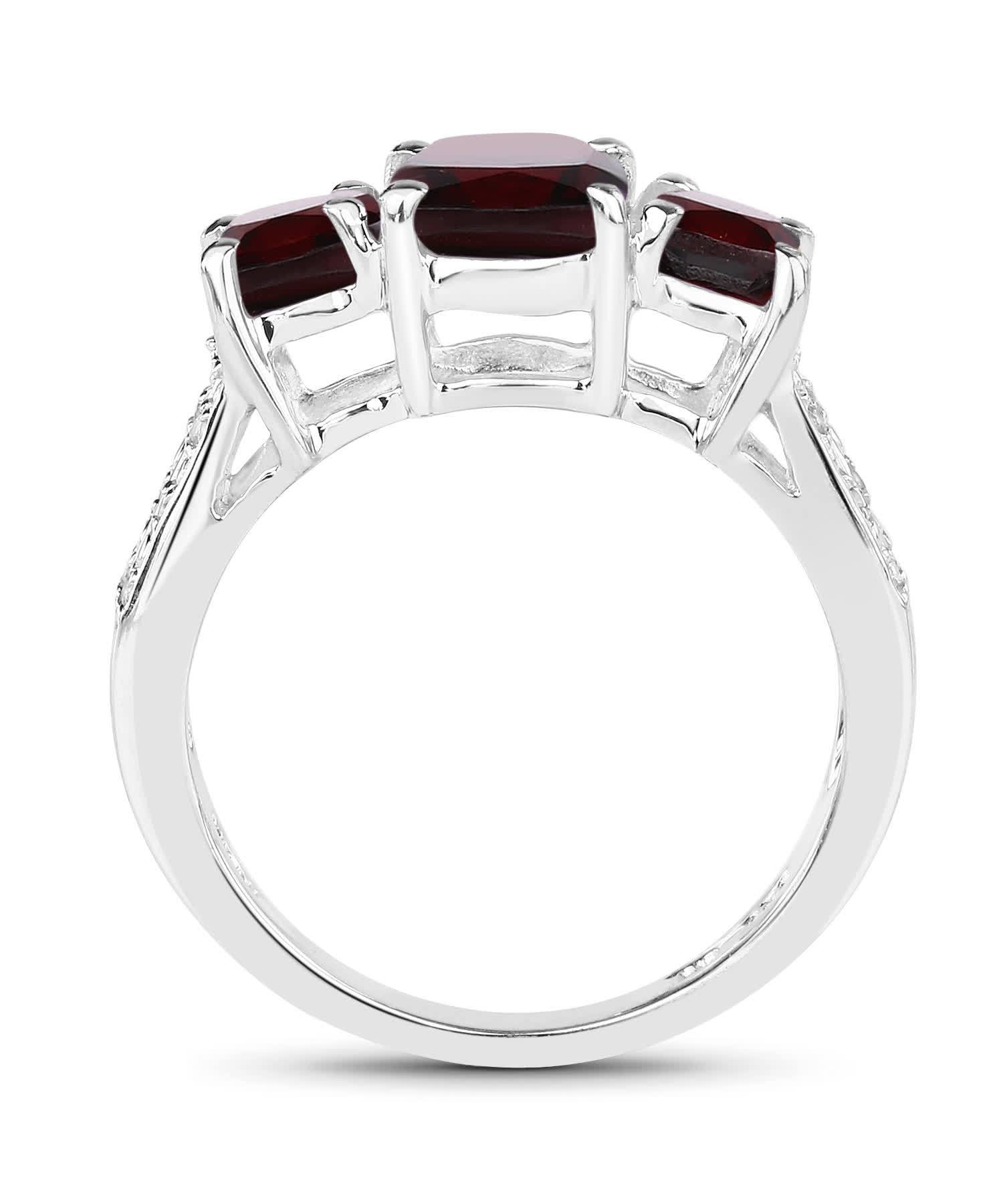 1.92ctw Natural Garnet and Topaz Rhodium Plated 925 Sterling Silver Three-Stone Right Hand Ring View 2
