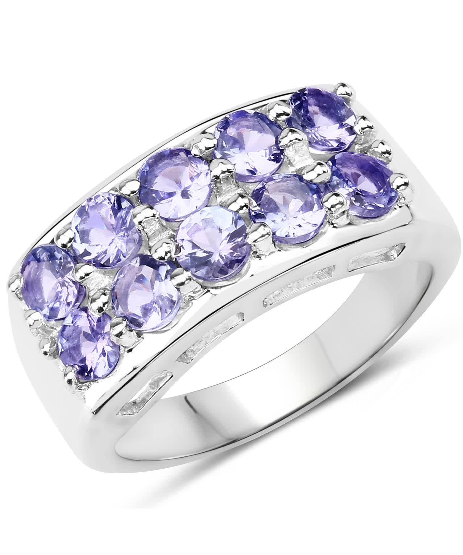 1.90ctw Natural Tanzanite Rhodium Plated 925 Sterling Silver Band View 1