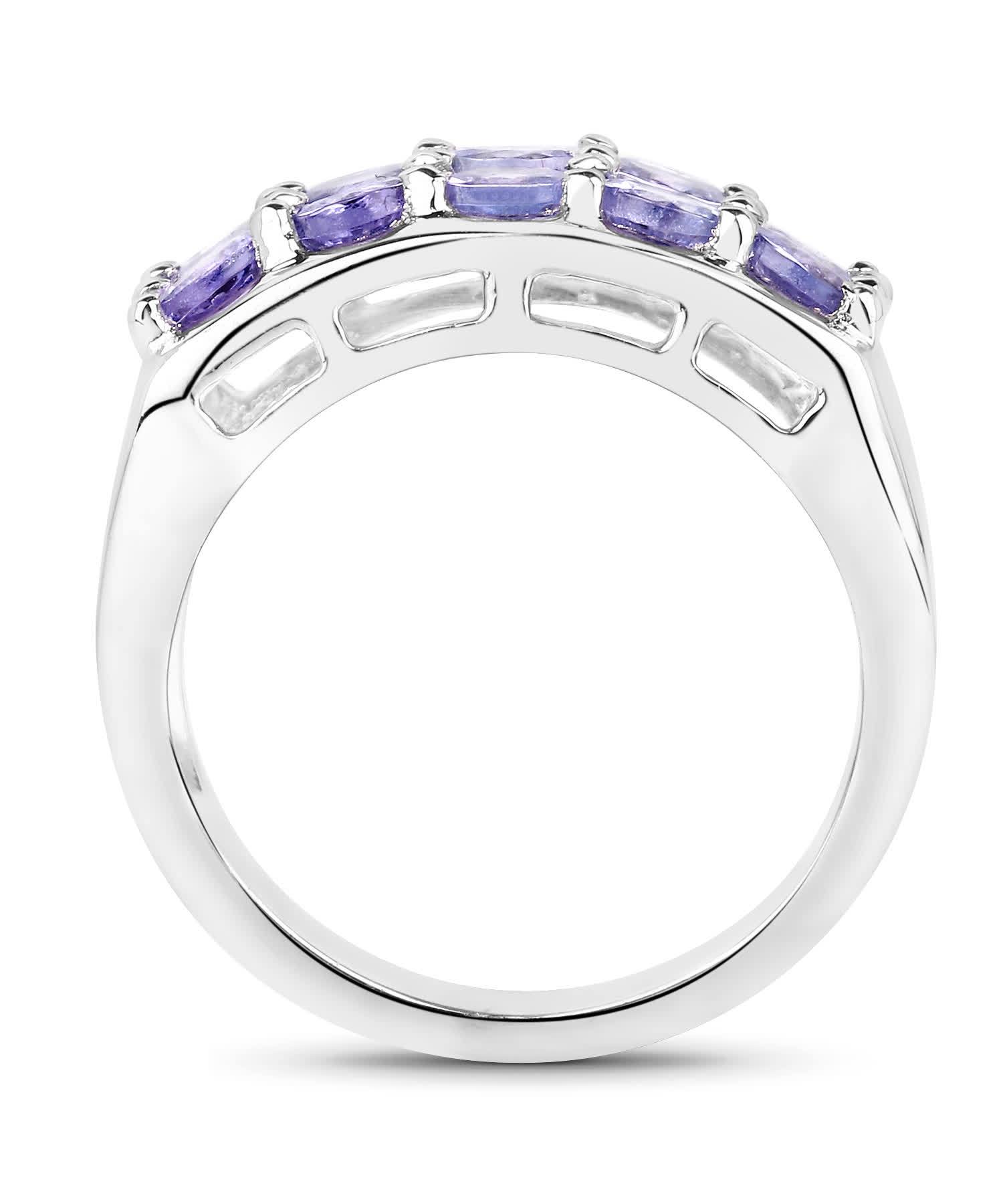 1.90ctw Natural Tanzanite Rhodium Plated 925 Sterling Silver Band View 2