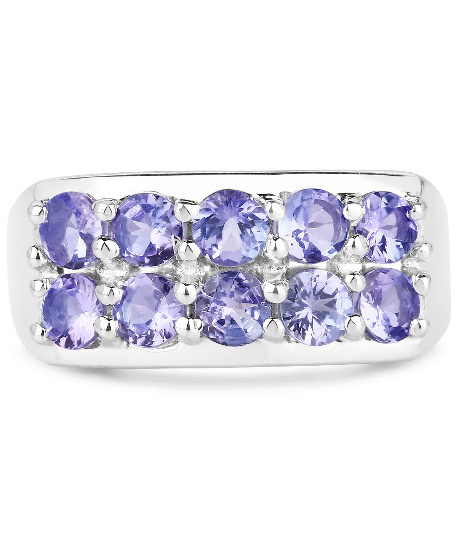 1.90ctw Natural Tanzanite Rhodium Plated 925 Sterling Silver Band View 3