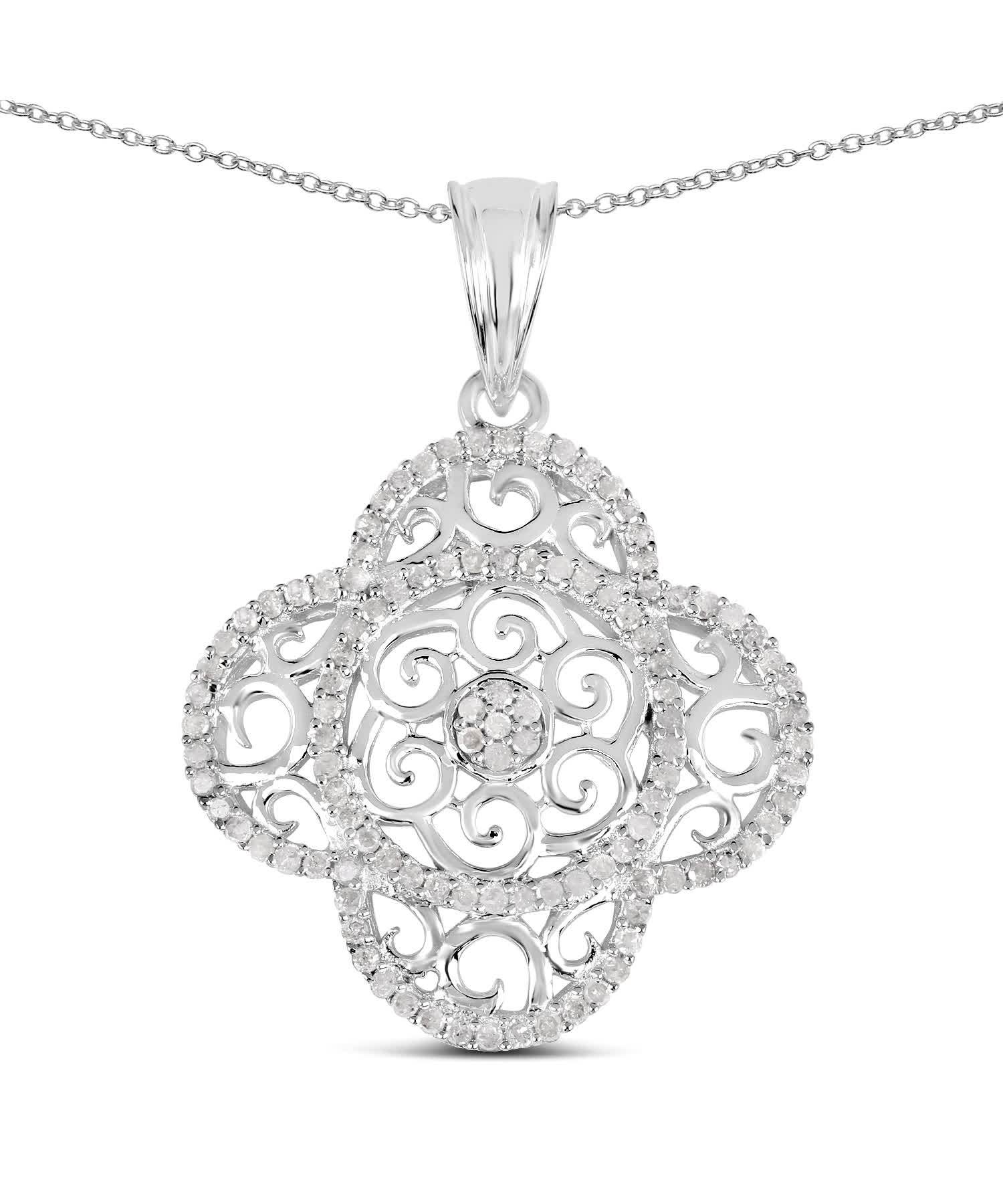 0.57ctw Icy Diamond Rhodium Plated 925 Sterling Silver Pendant With Chain View 1