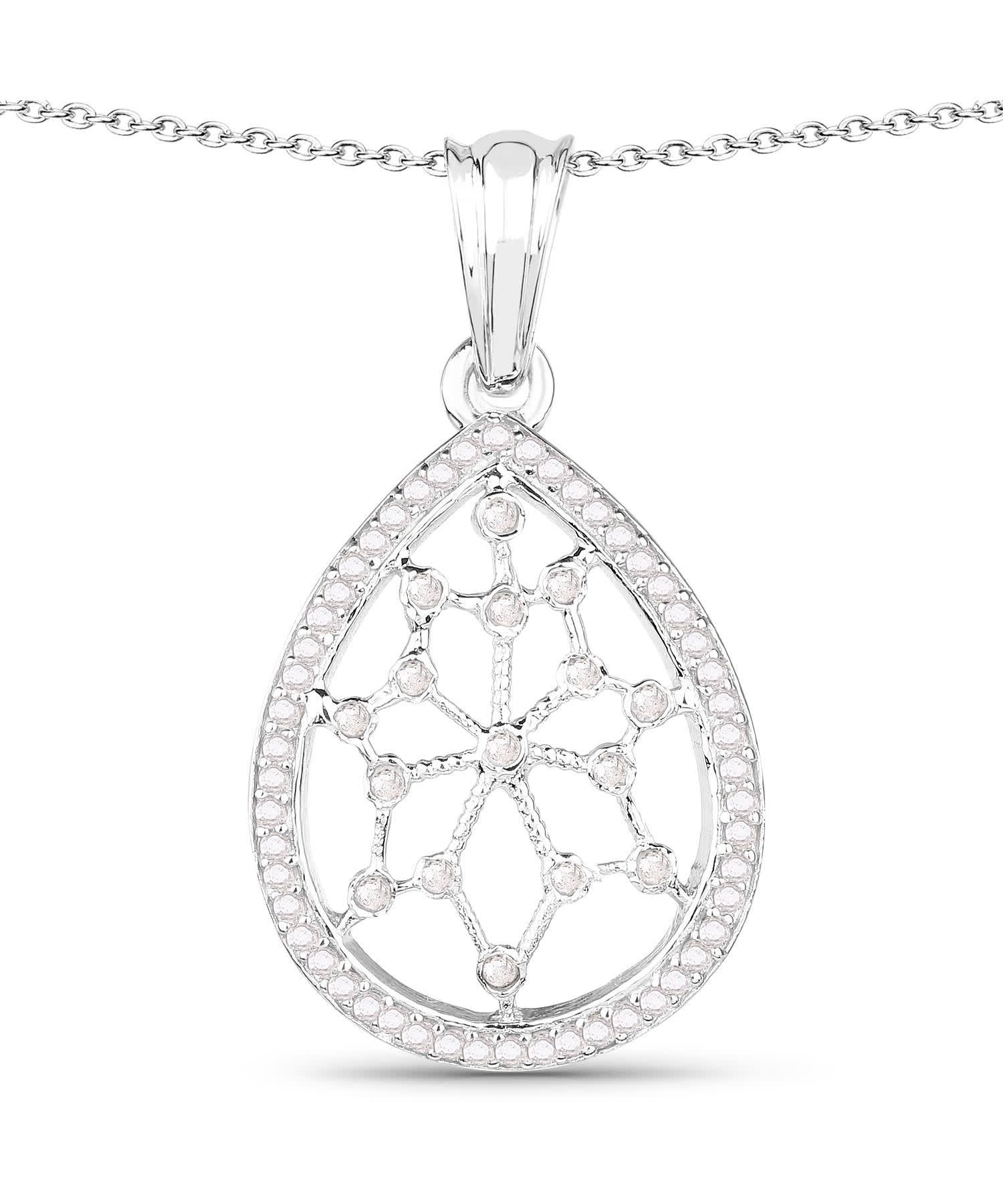0.45ctw Icy Diamond Rhodium Plated 925 Sterling Silver Drop Pendant With Chain View 1