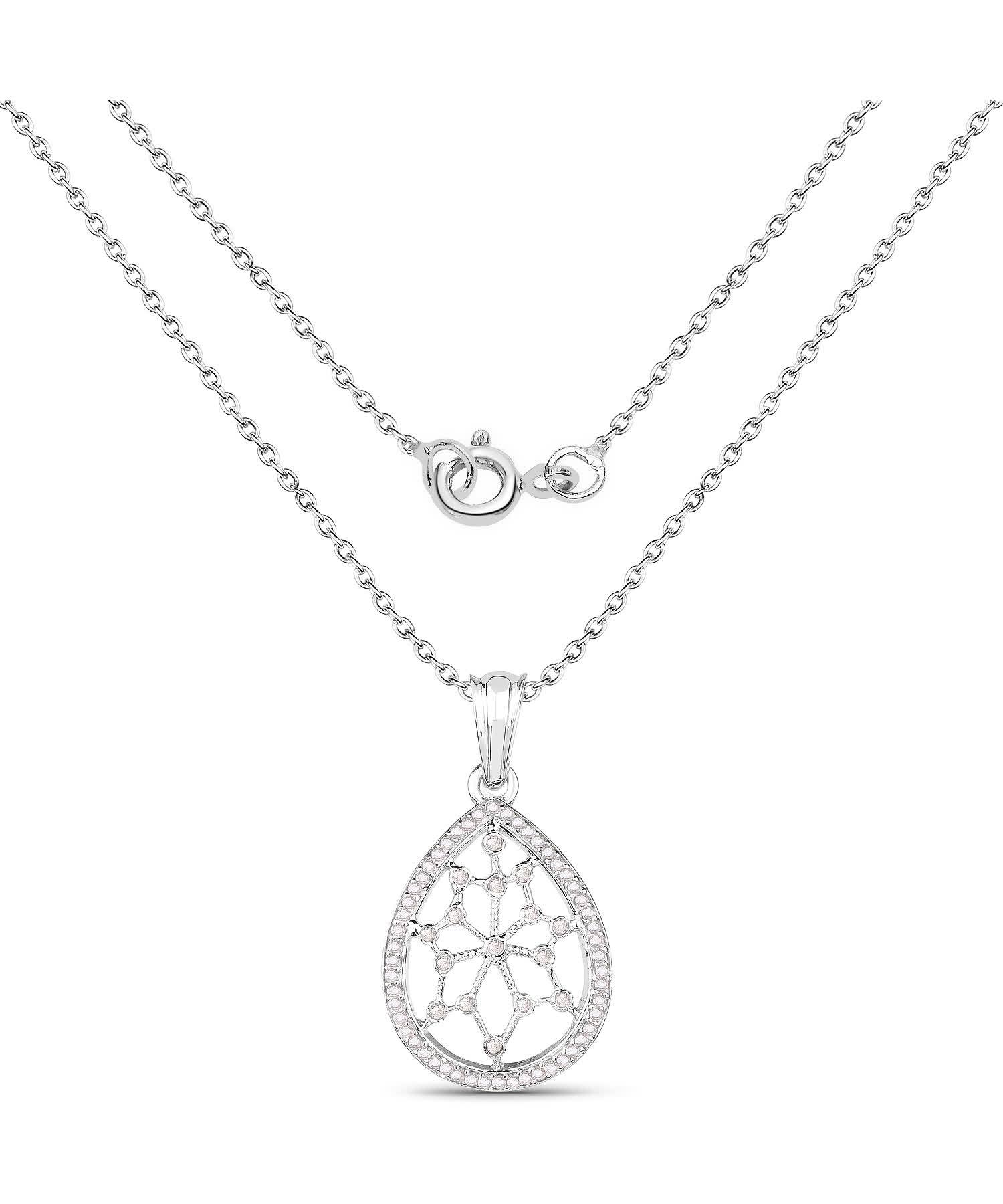 0.45ctw Icy Diamond Rhodium Plated 925 Sterling Silver Drop Pendant With Chain View 2