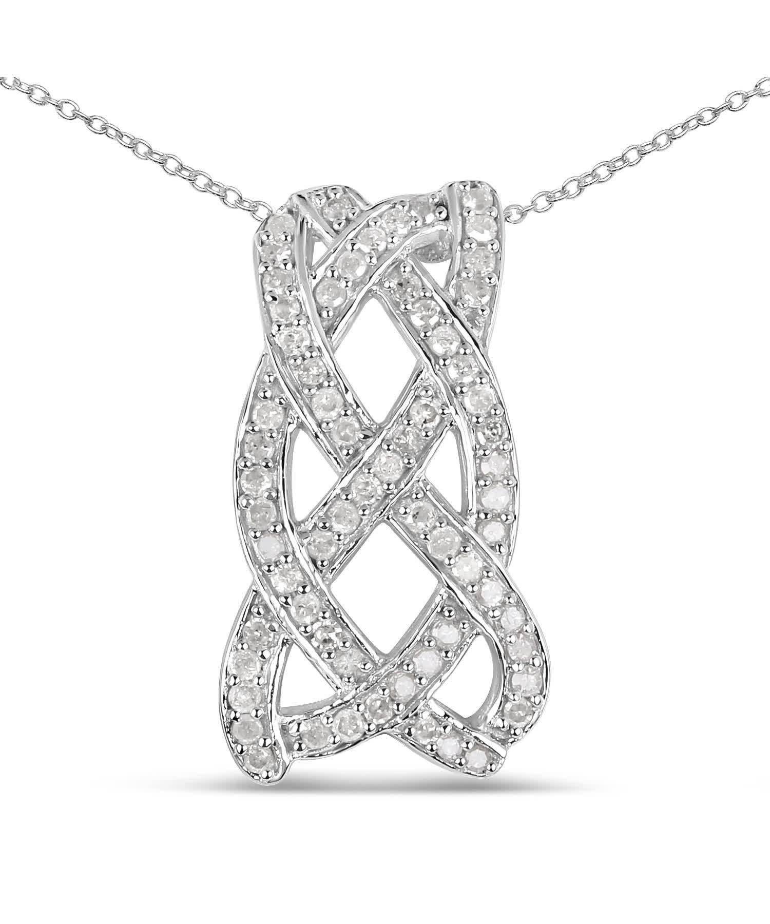 0.54ctw Icy Diamond Rhodium Plated 925 Sterling Silver Pendant With Chain View 1