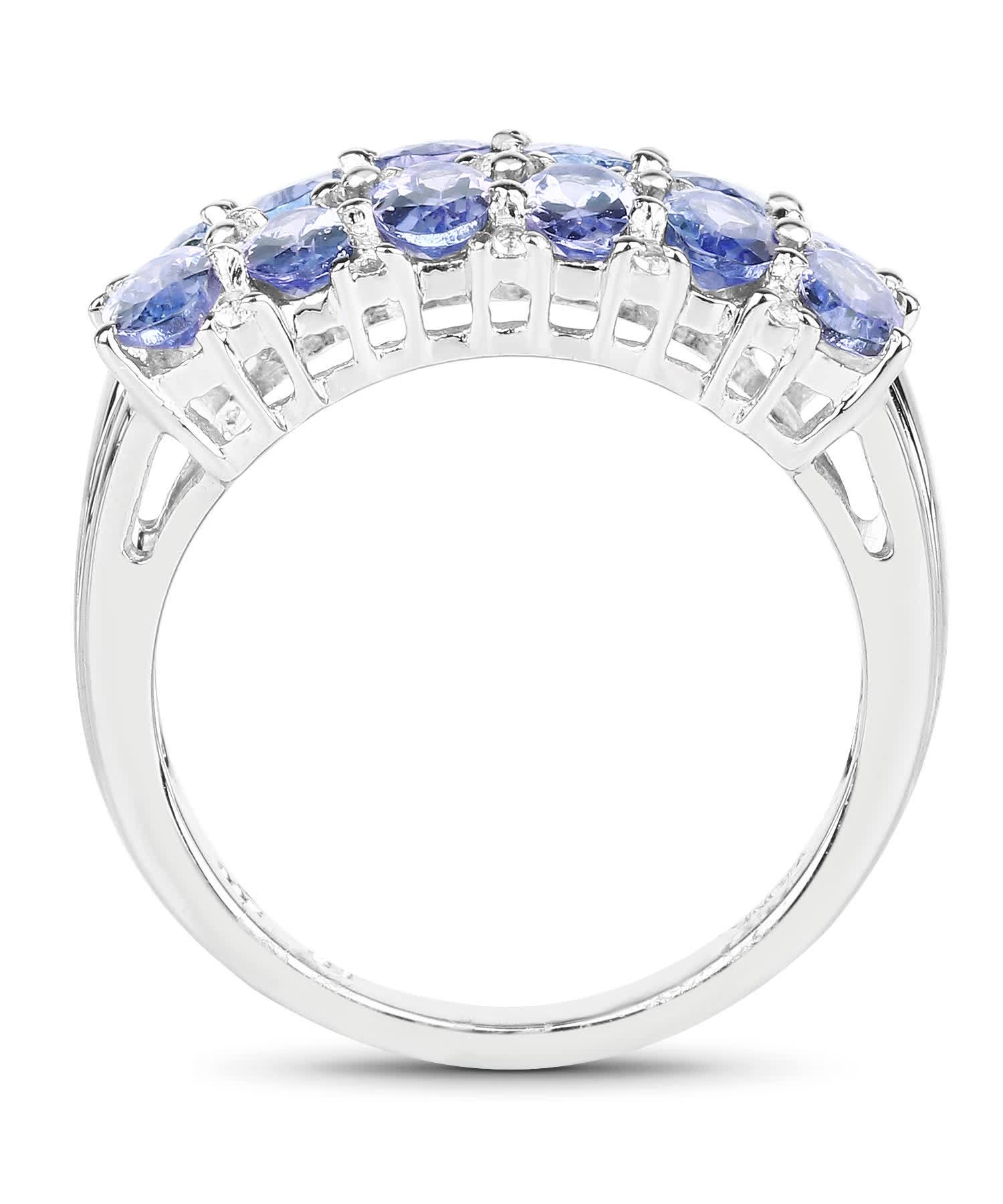 3.16ctw Natural Tanzanite and Topaz Rhodium Plated 925 Sterling Silver Right Hand Ring View 2