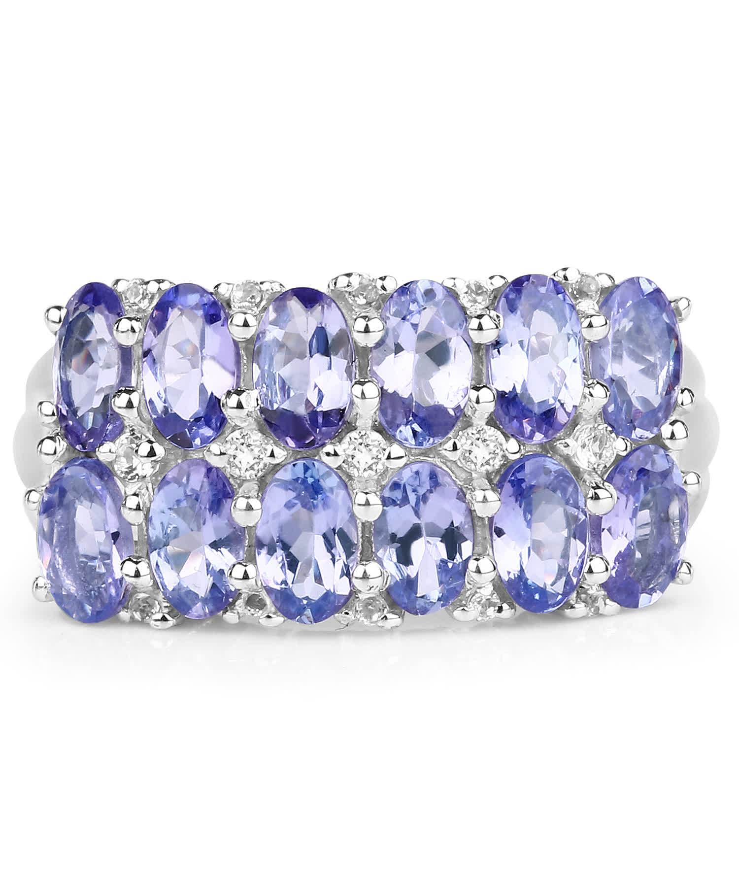 3.16ctw Natural Tanzanite and Topaz Rhodium Plated 925 Sterling Silver Right Hand Ring View 3