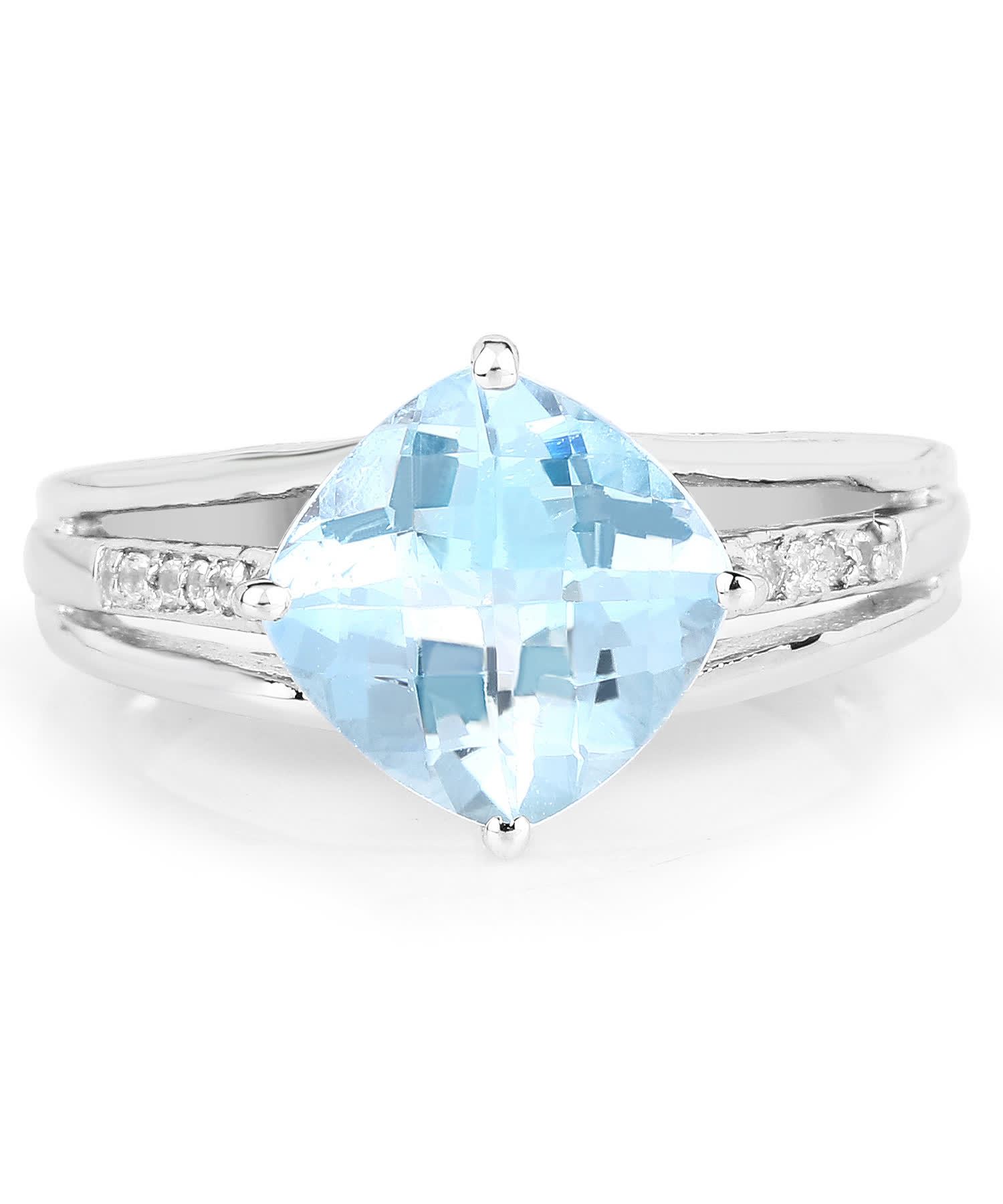 3.80ctw Natural Sky Blue Topaz Rhodium Plated 925 Sterling Silver Right Hand Ring View 3