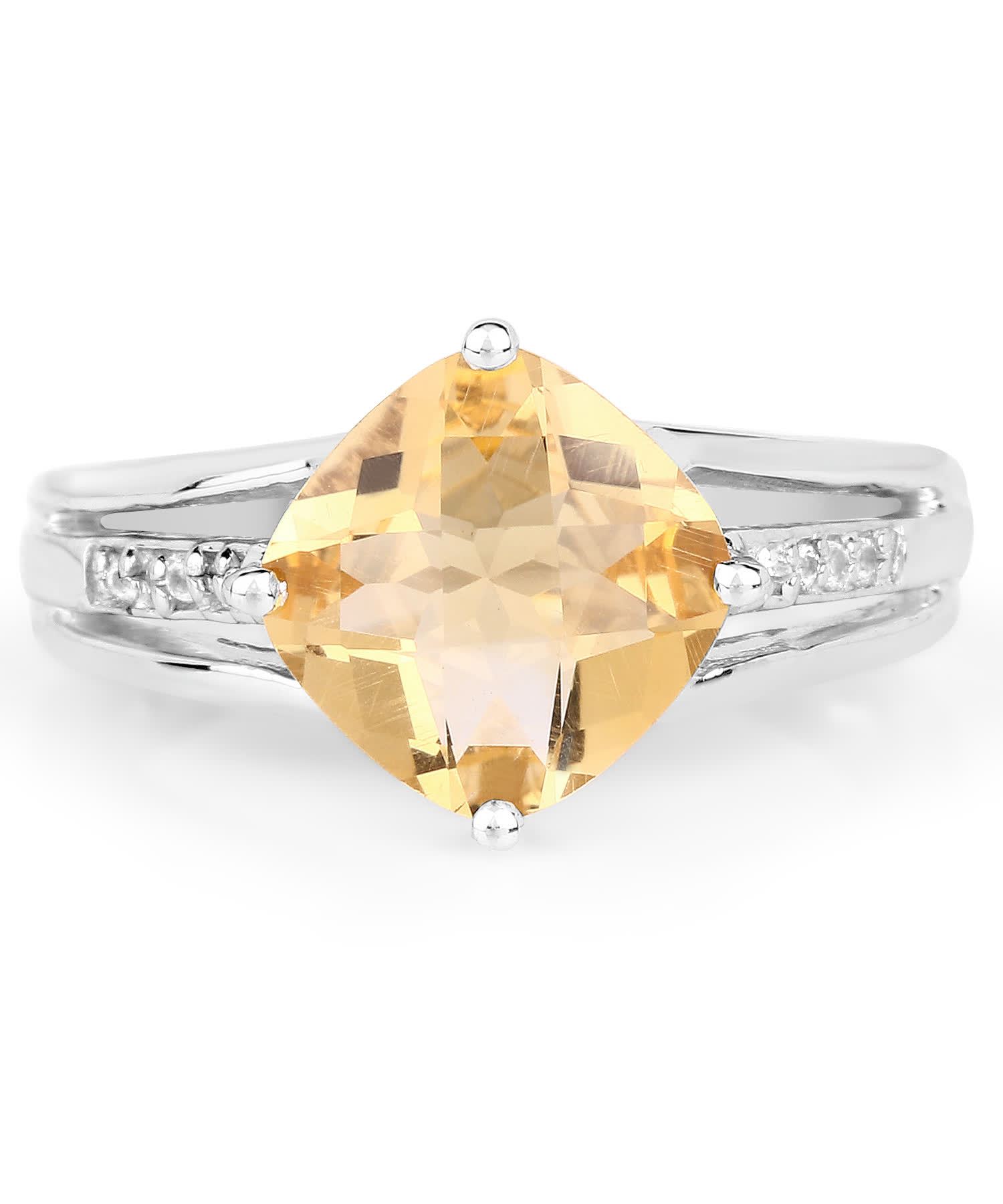2.64ctw Natural Citrine and Topaz Rhodium Plated 925 Sterling Silver Right Hand Ring View 3
