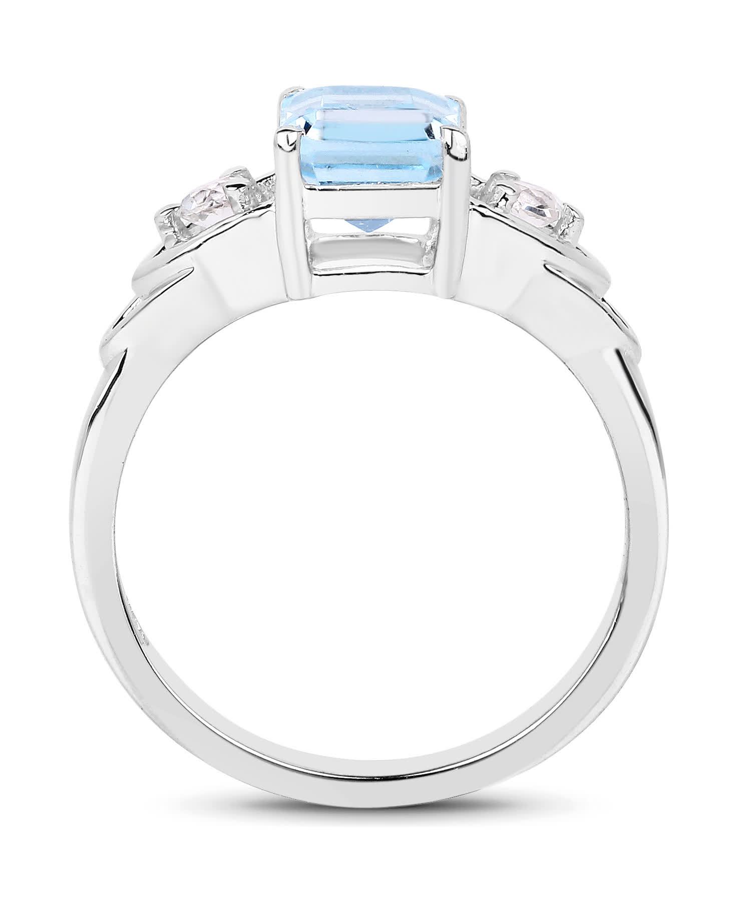 1.76ctw Natural Sky Blue Topaz Rhodium Plated 925 Sterling Silver Right Hand Ring View 2