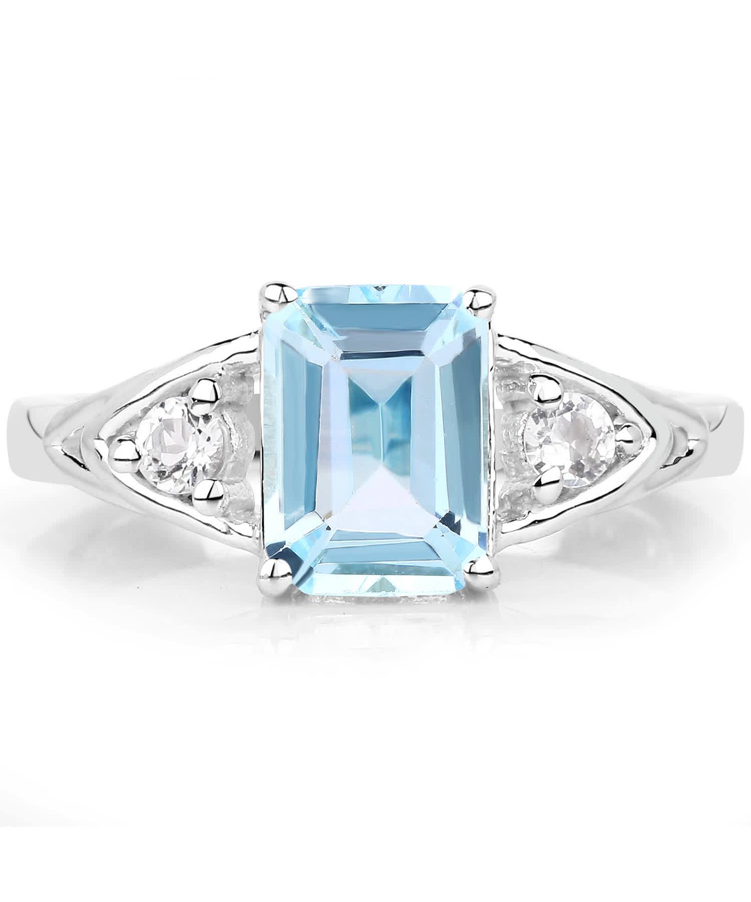 1.76ctw Natural Sky Blue Topaz Rhodium Plated 925 Sterling Silver Right Hand Ring View 3